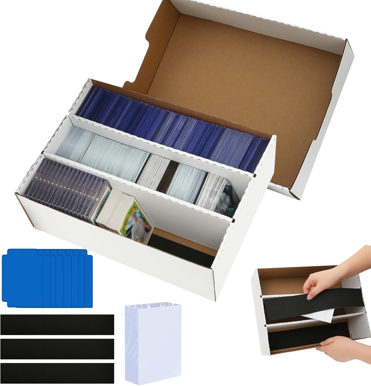 MZONGZI Sports Card Storage Box 2400 Count with 8 Dividers