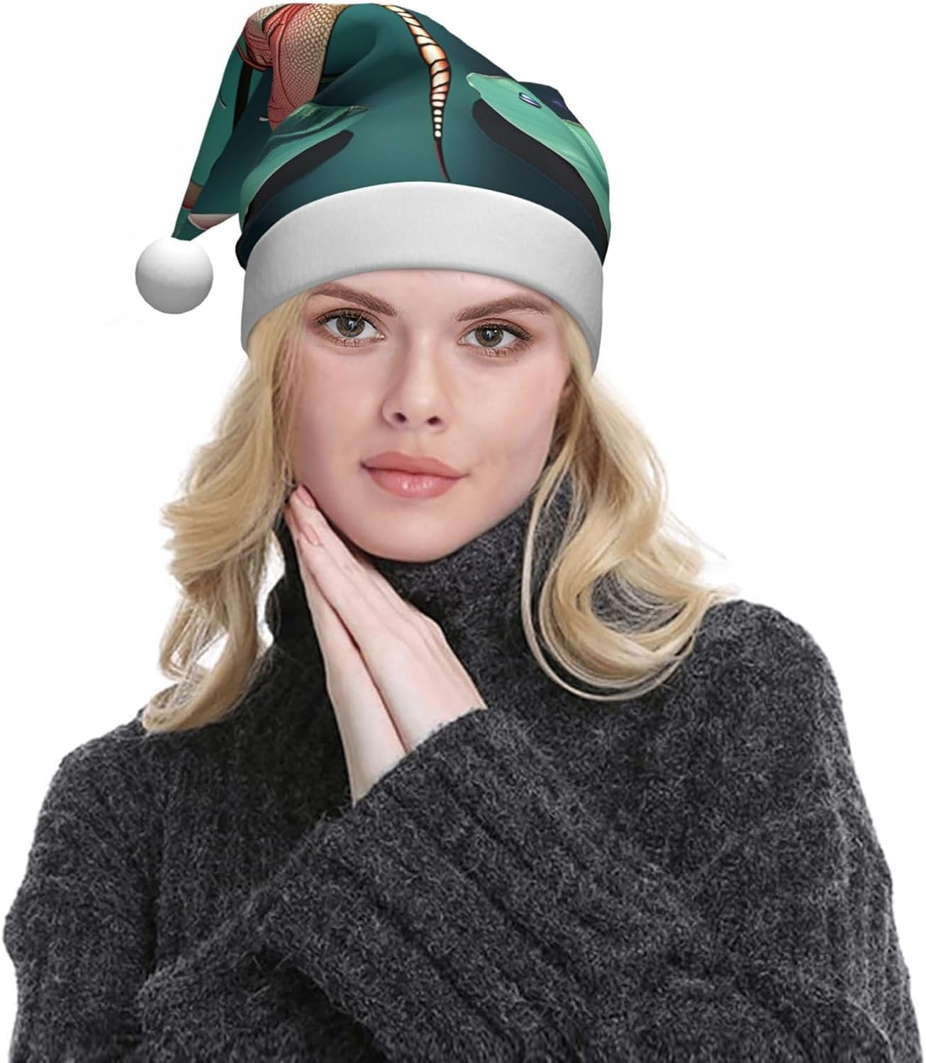 Dragonfly Water Lily Christmas Santa Hat Plush Funny Adult Party Wear