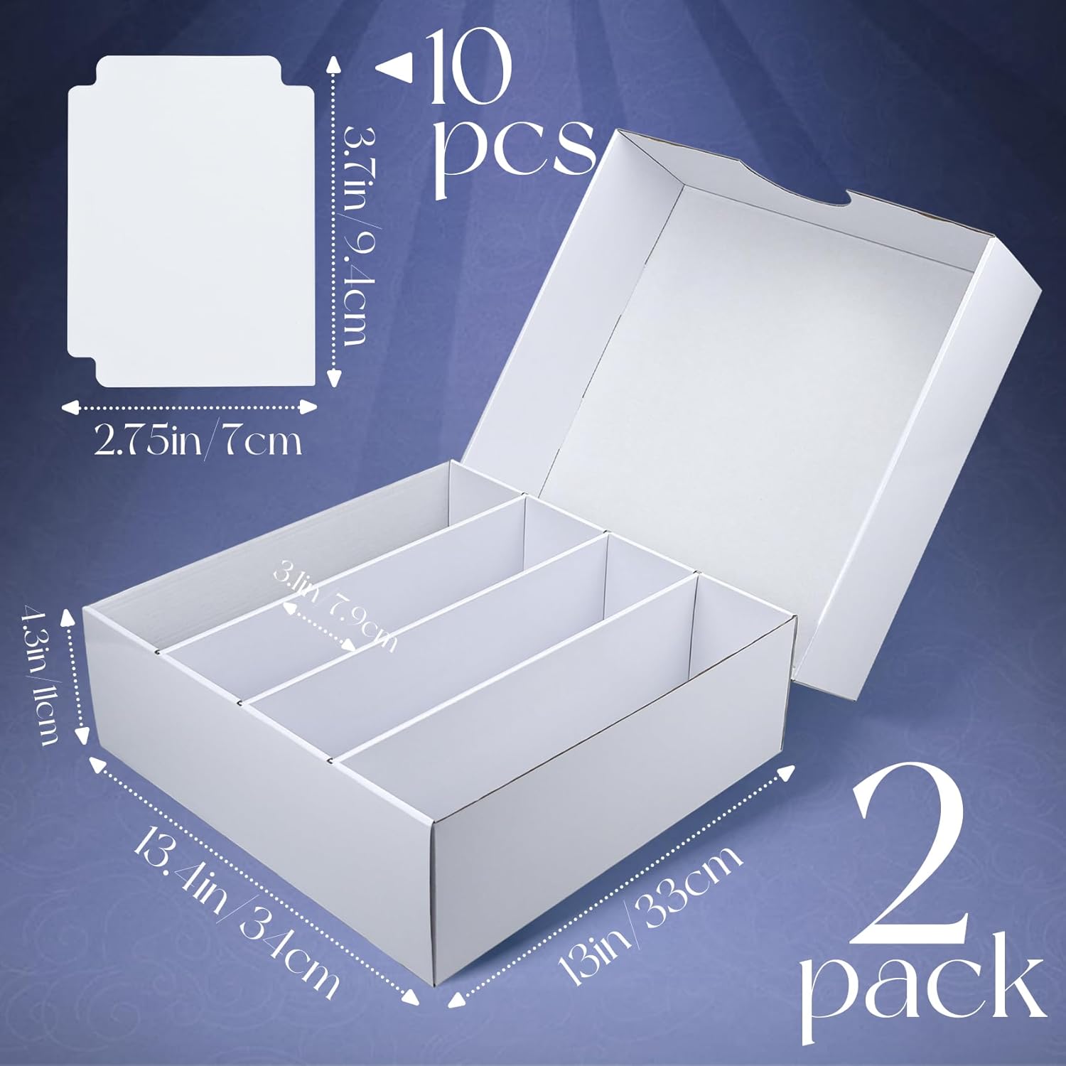 2 Pack Card Storage Boxes with 10 Dividers for Collectible Cards