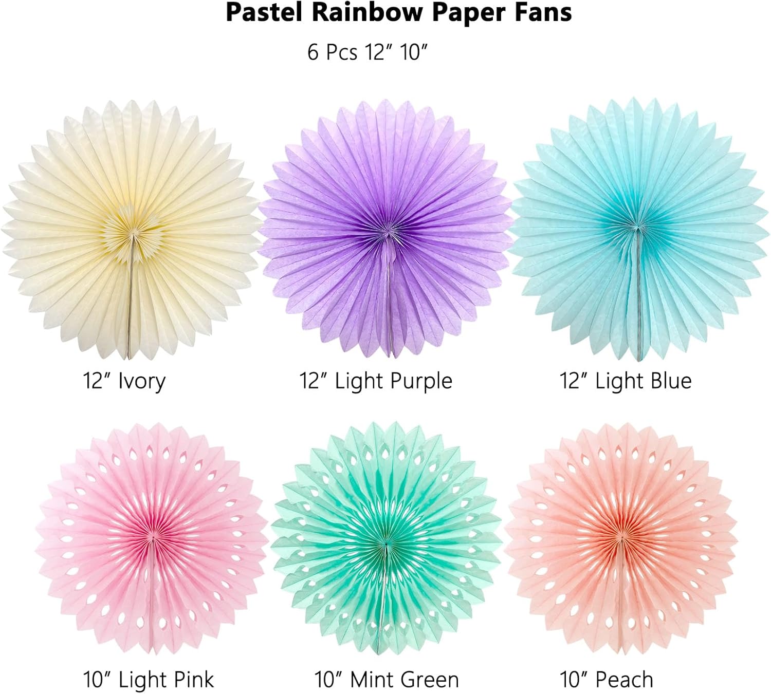 Pastel Rainbow Paper Fans Decorations