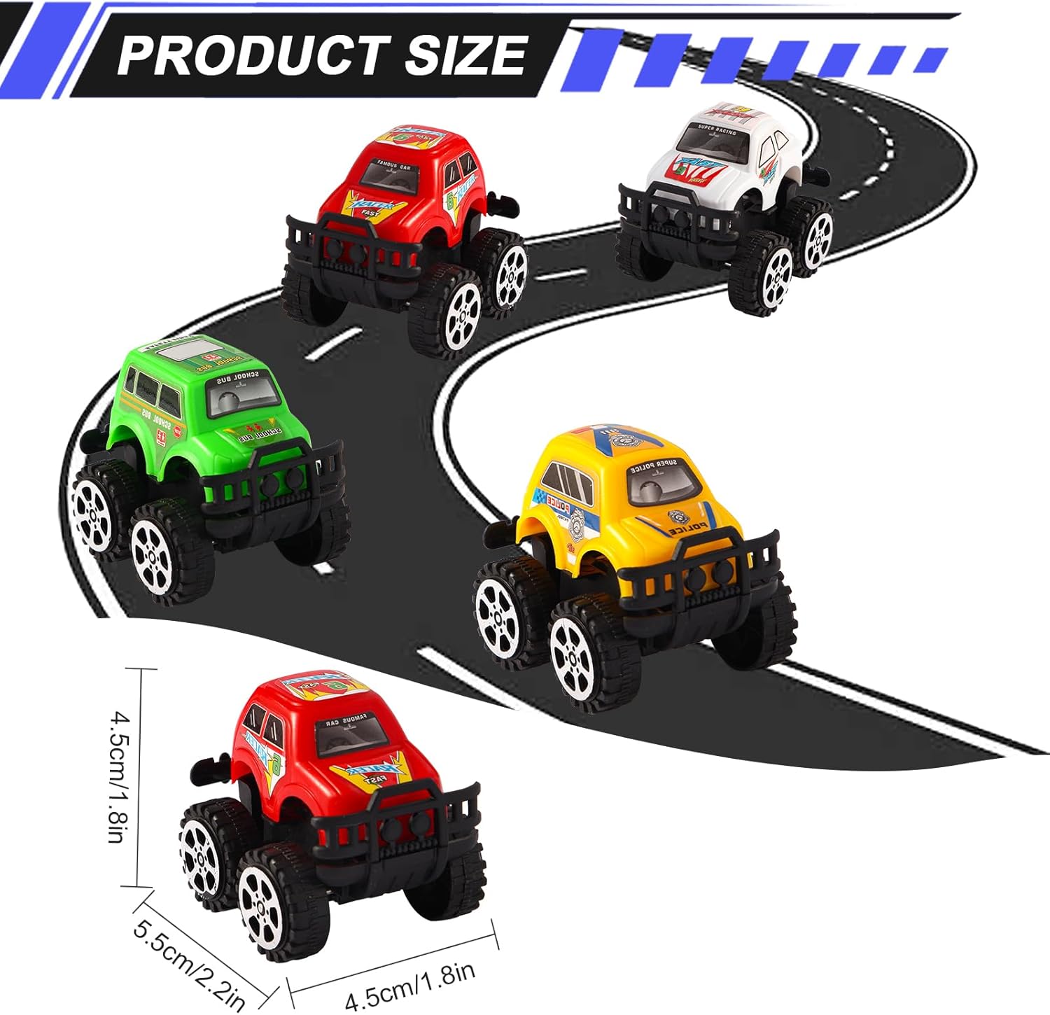 Manmel 12 Pack Pull Back Monster Trucks for Kids