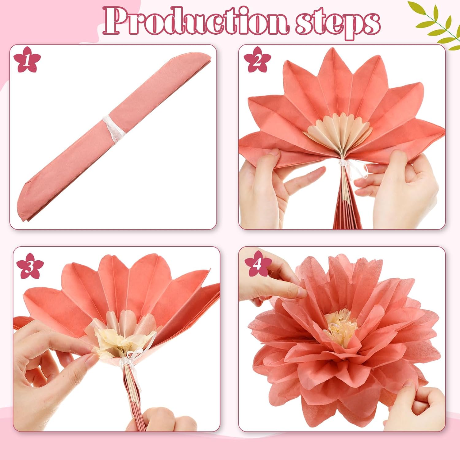 Geyee 18 PCS Tissue Paper Flowers Pom Poms Fiesta Decorations