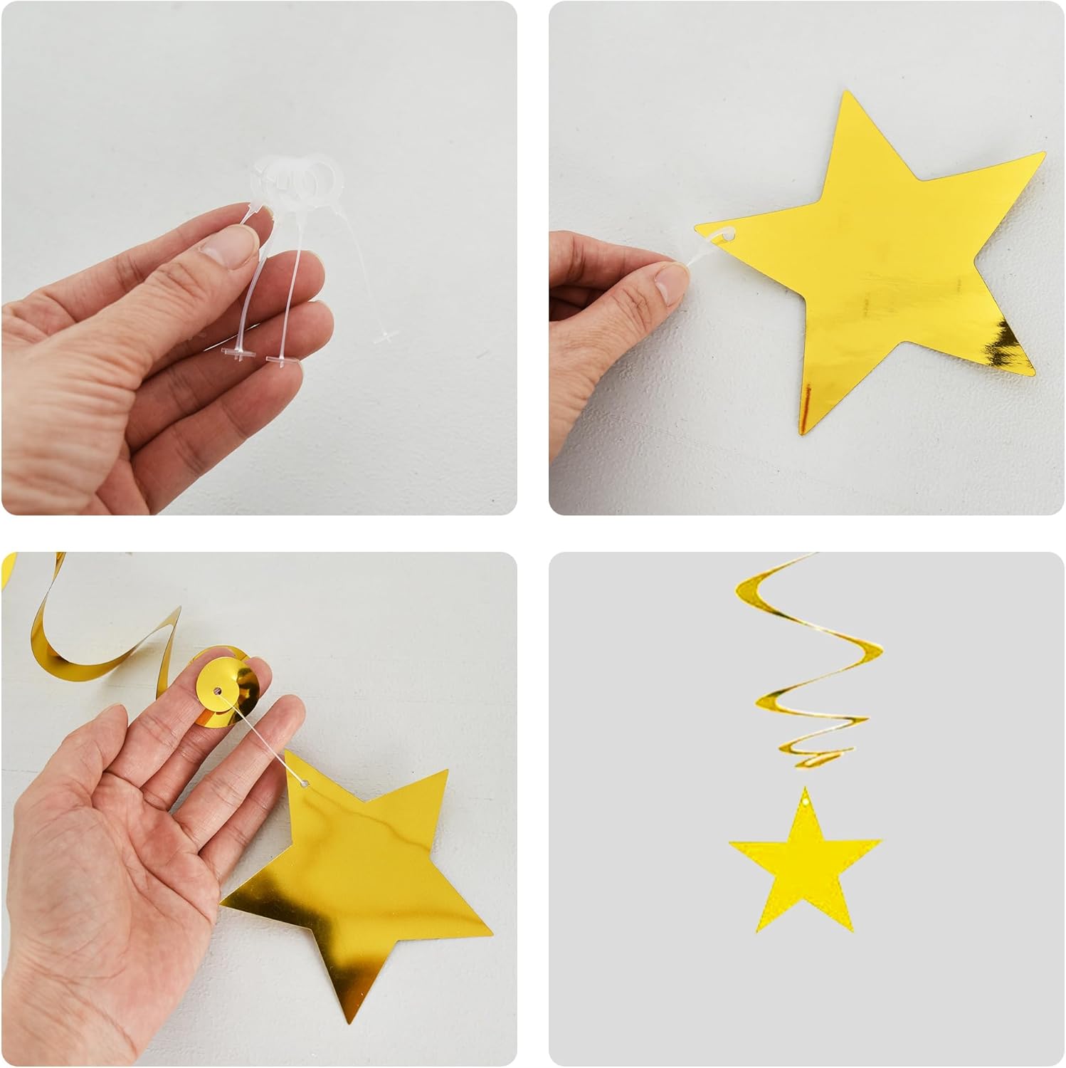 BEISHIDA 15 Piece Gold Star Streamer Decorations