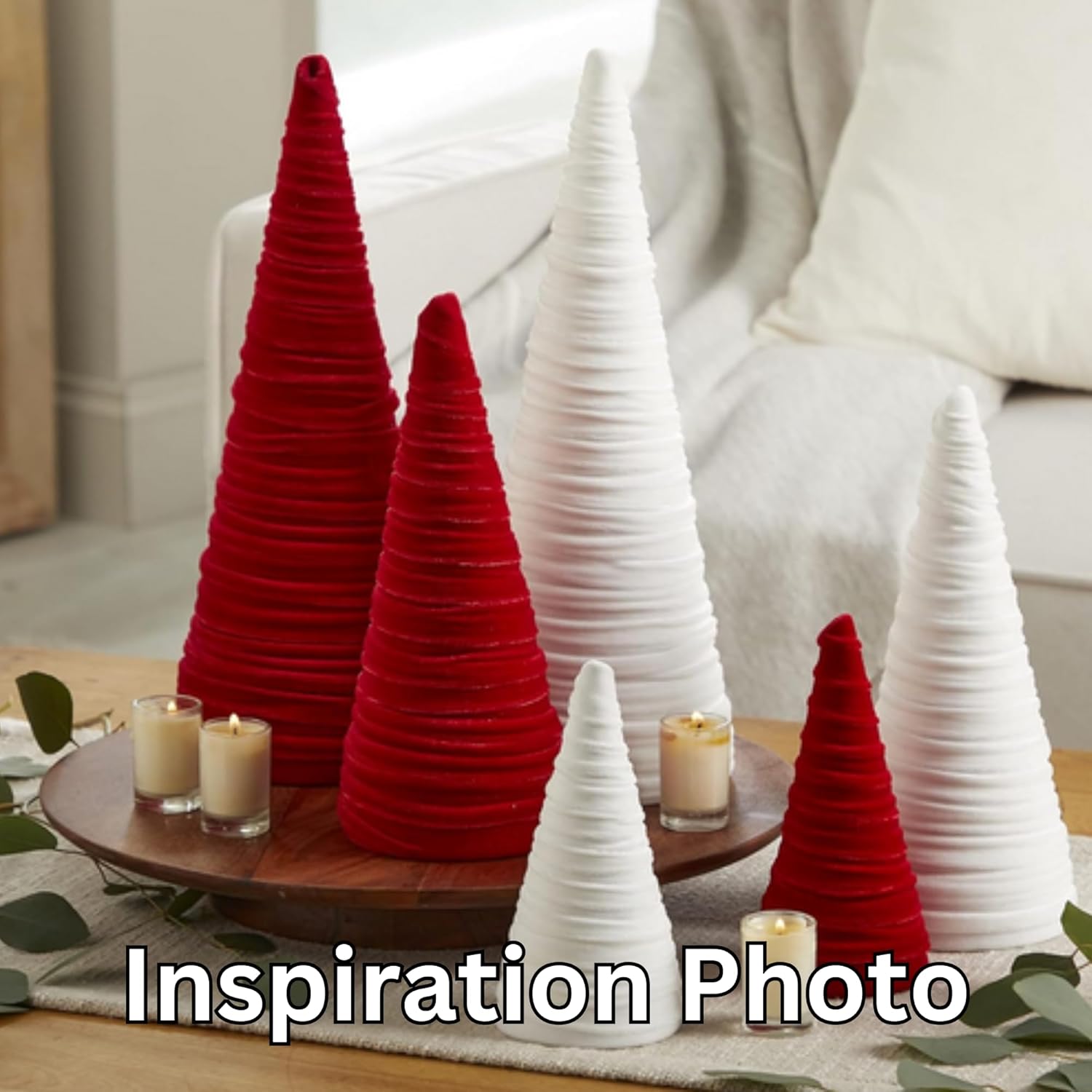 Red Velvet Cones Set of 3 for Romantic Decor