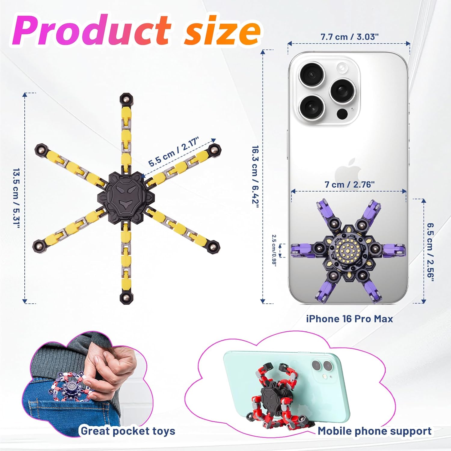 Transformable Fidget Spinners 4 Pcs Stress Relief Toy