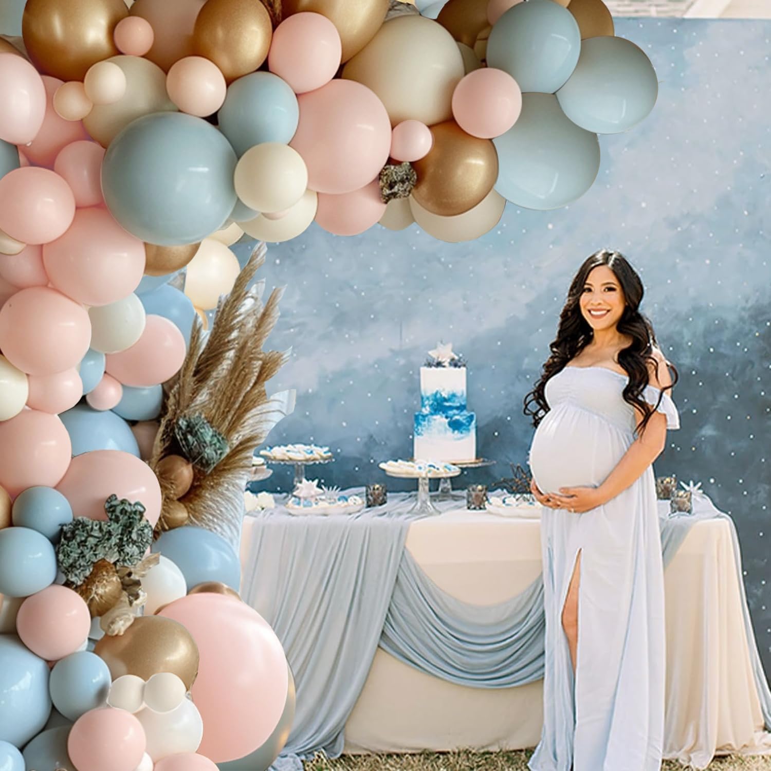 Gender Reveal Balloon Arch Kit with 144PCS Balloons
