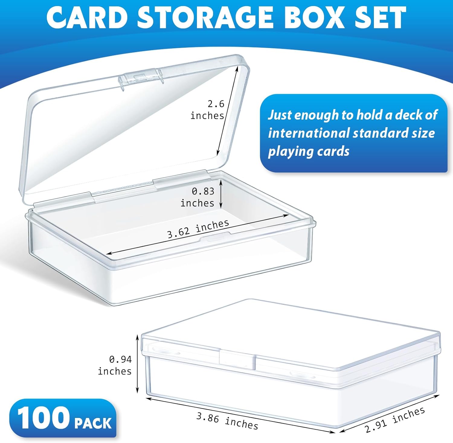 Vicenpal 100 Pcs Clear Plastic Card Deck Case