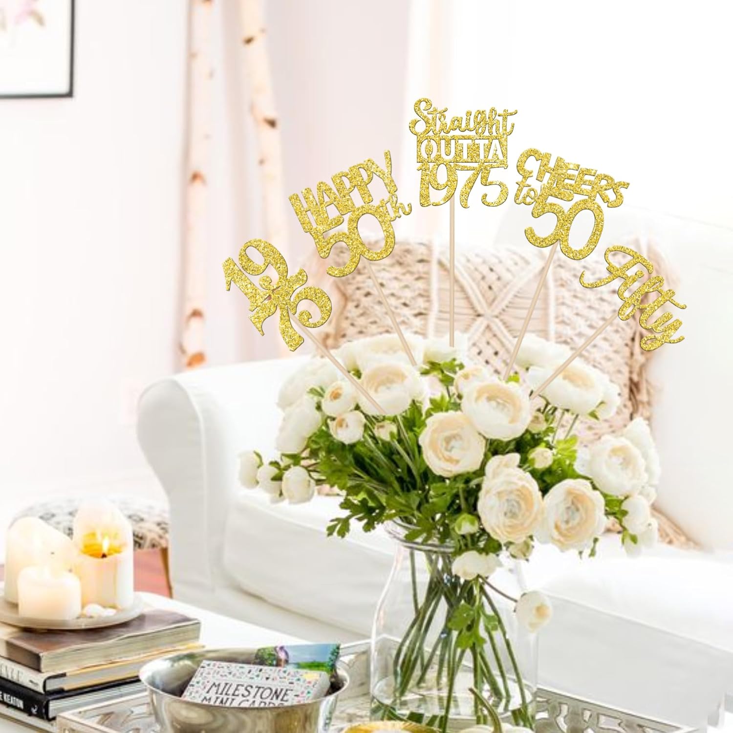50th Birthday Centerpieces Sticks Gold Decorations