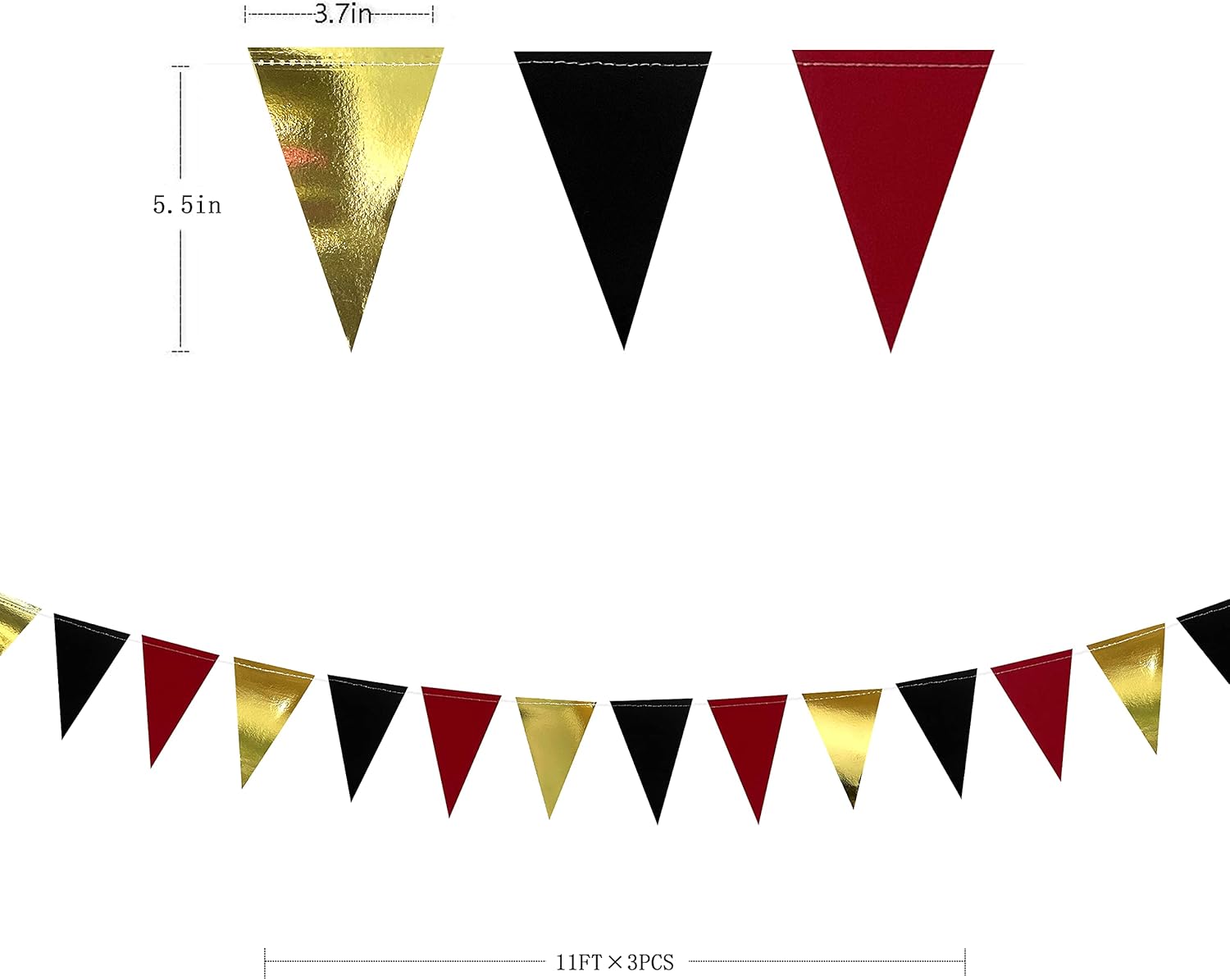 30 Ft Red Black Gold Party Banner Garland Decor