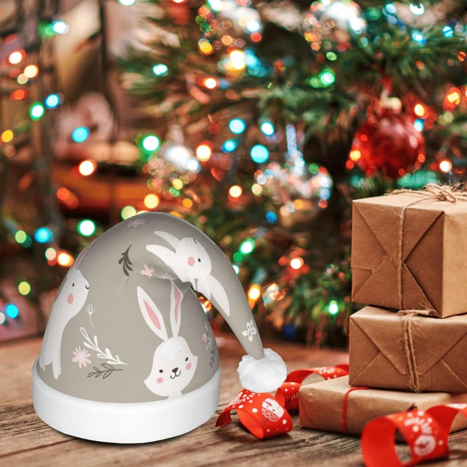 Easter Bunny Christmas Hat with LED Lights