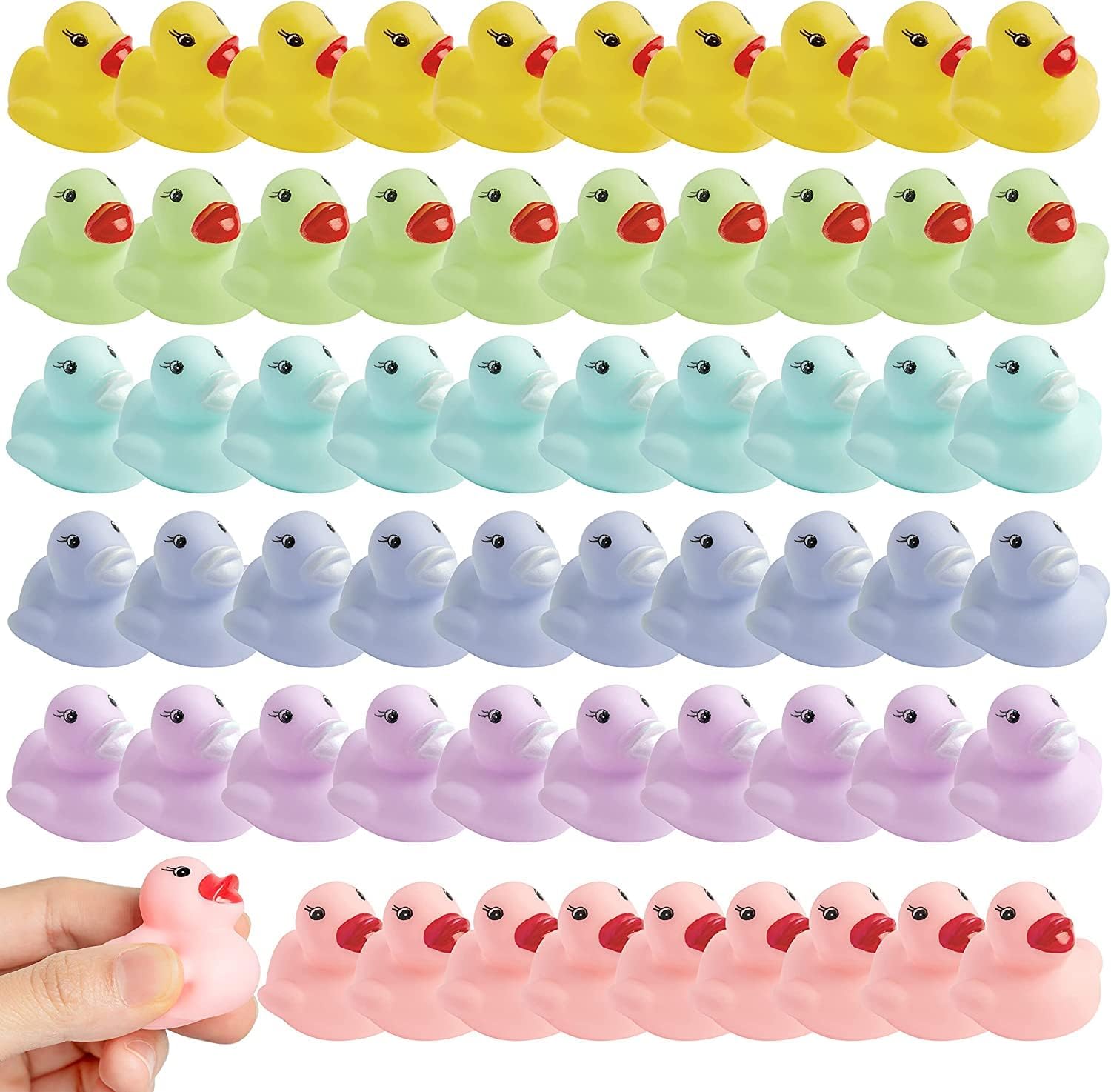 Haooryx 60Pcs Colorful Mini Rubber Ducks Set