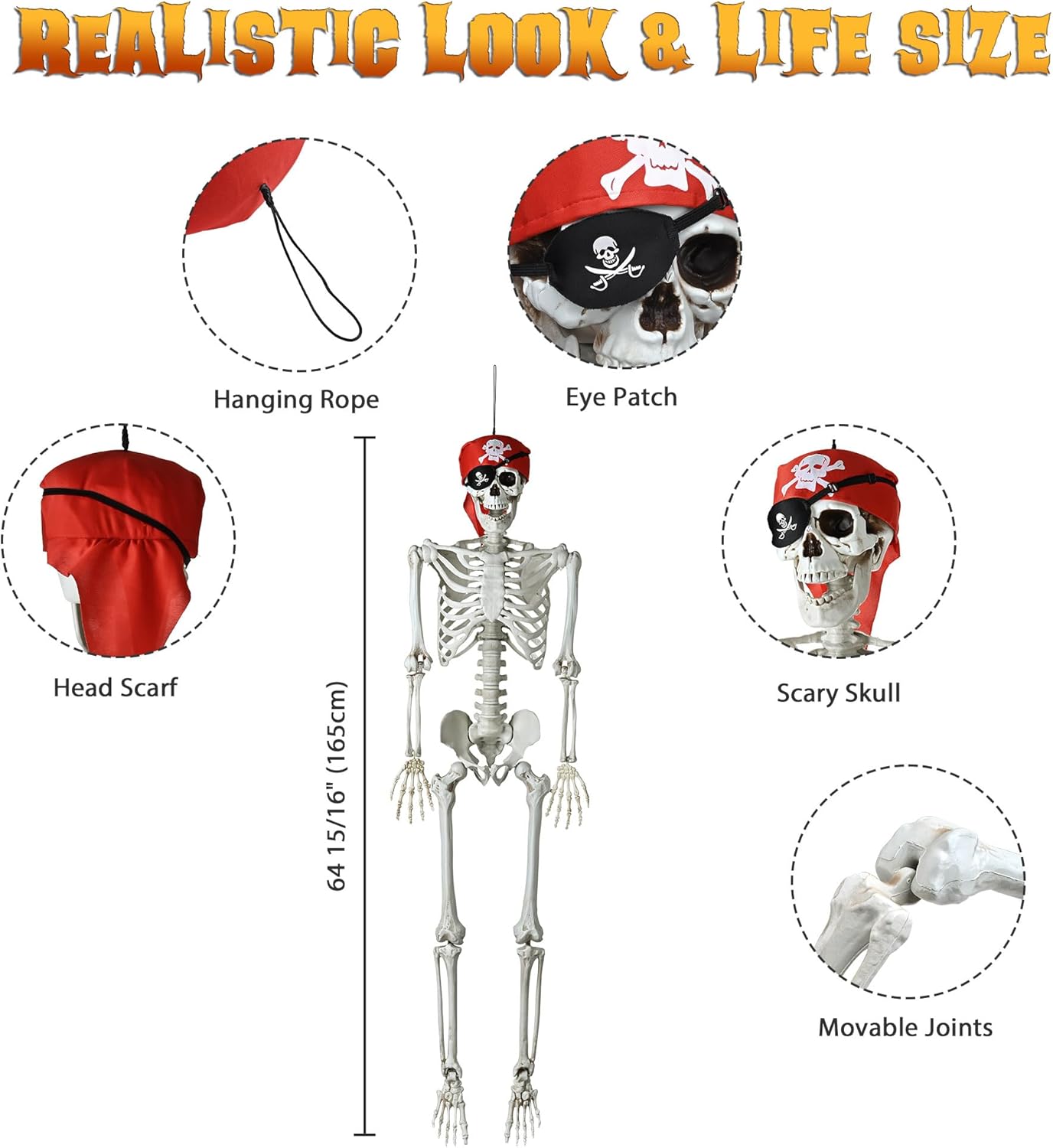 AW Realistic 54 Ft Skeleton Halloween Decor