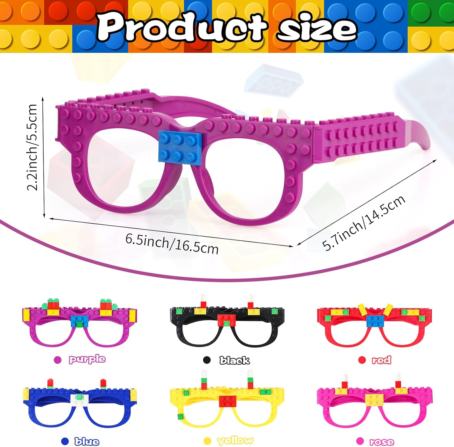 6 Pcs DIY Building Bricks Glasses for Kids