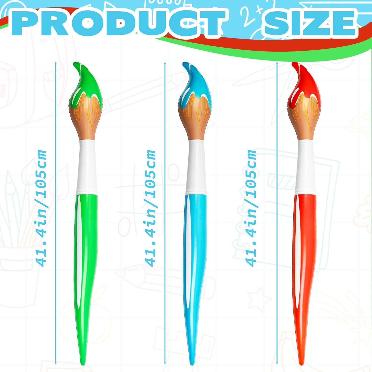 3 Pcs Inflatable Paint Brushes for Birthday Party Decorations