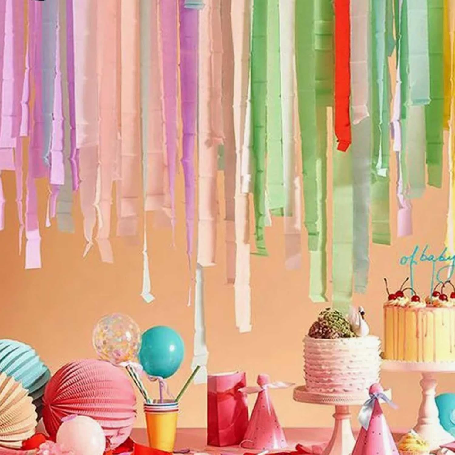 81 Feet Green Gold Sage Crepe Paper Streamers 6 Rolls