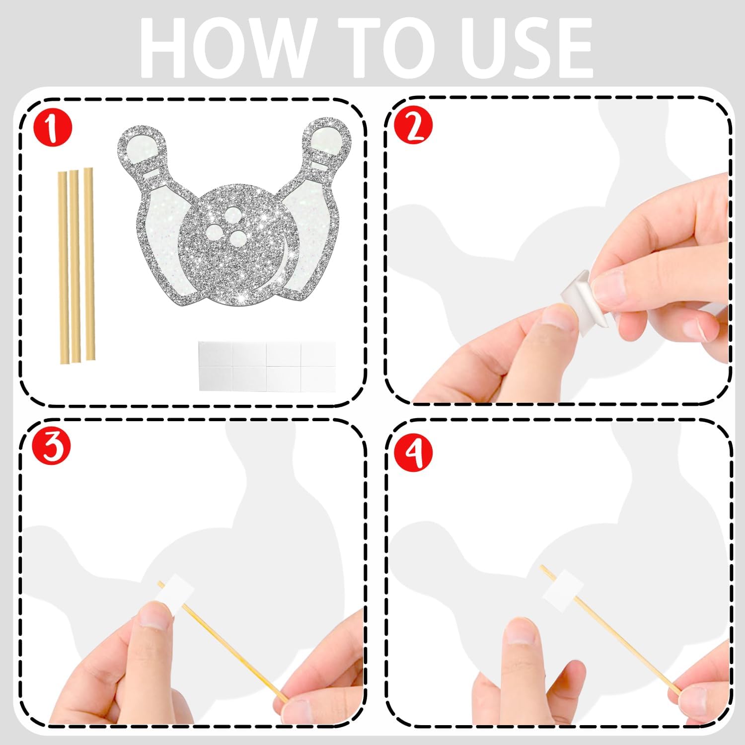 Bowling Party Centerpiece Sticks 16PCS Glitter Decorations