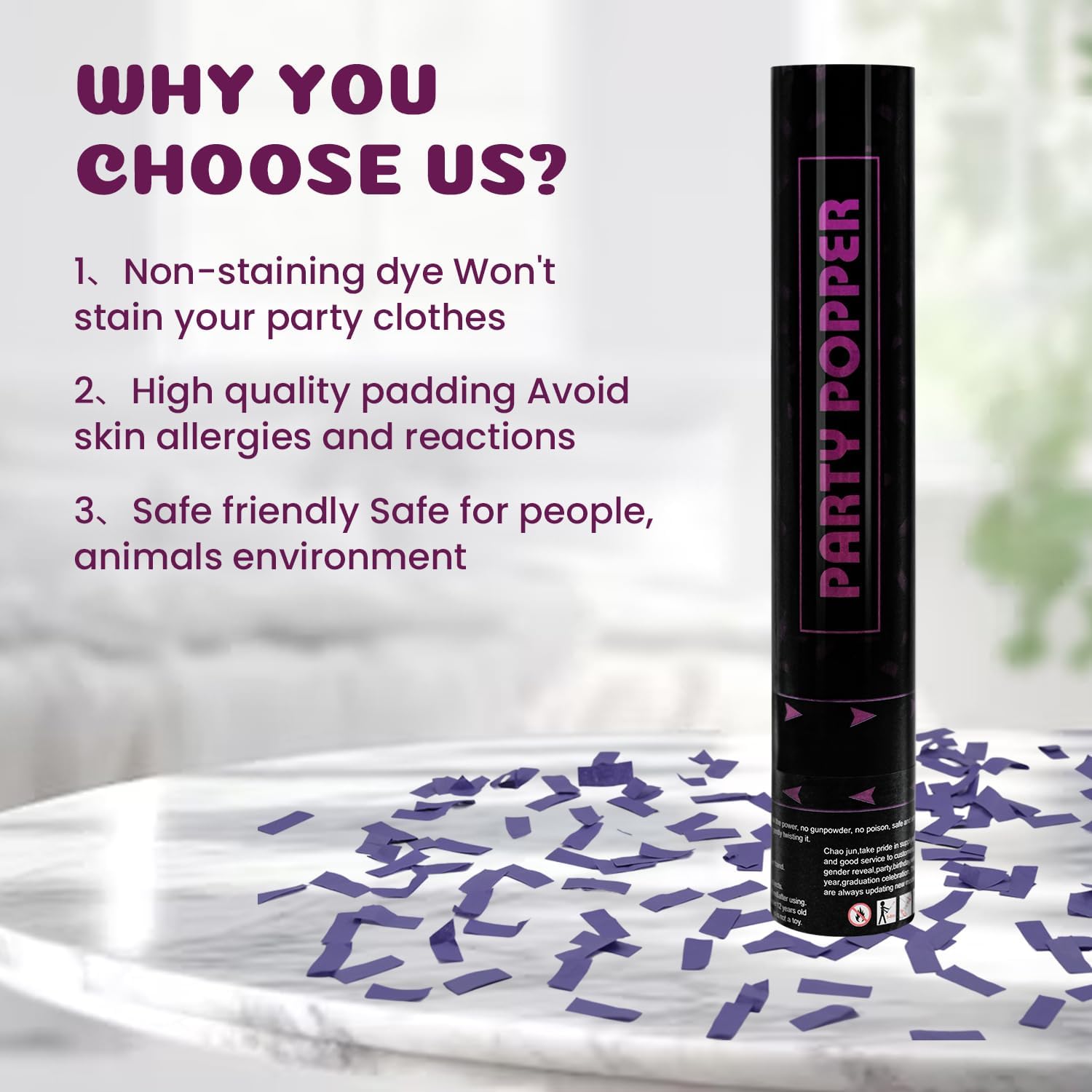 Purple Confetti Poppers 12 Pack Cannon for Parties