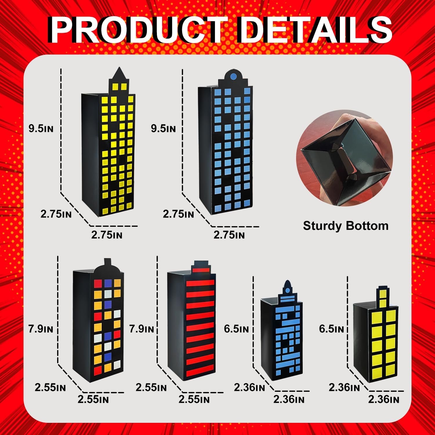 12 Pcs Hero Party Favor Boxes with Mixed Sizes