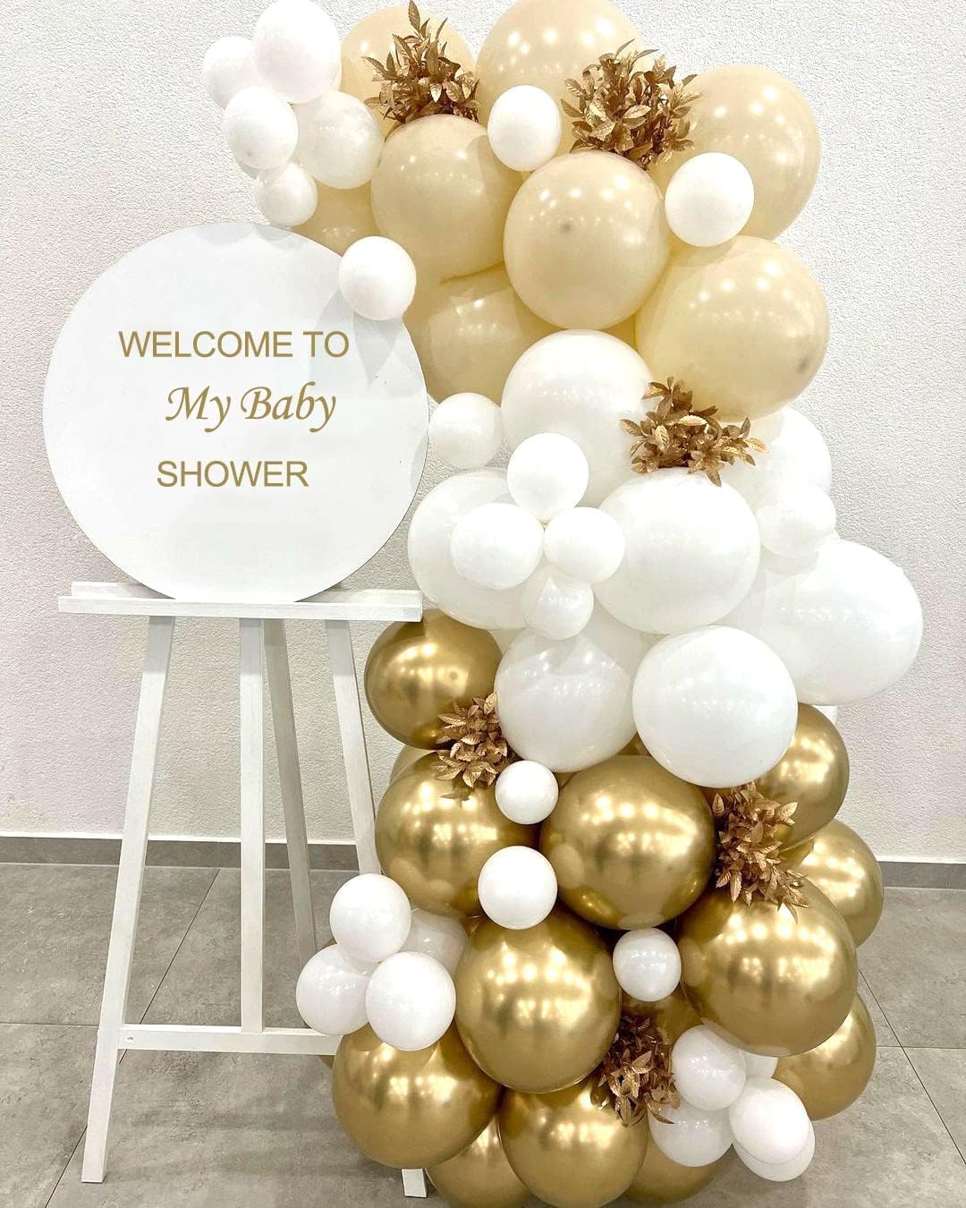 White Gold Balloons Set 60 Pcs 12 Inch Party Decor