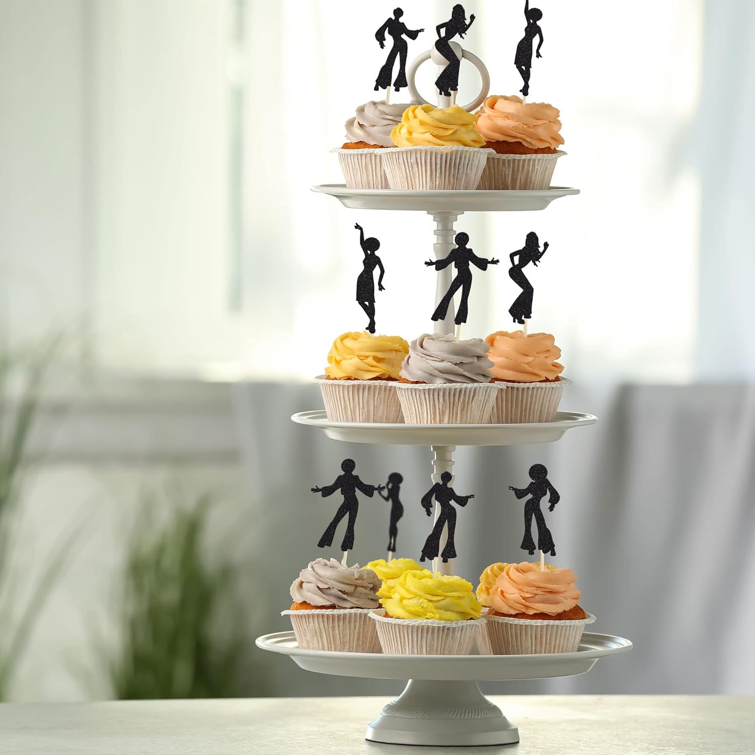 Gyufise 24Pcs 70s Disco Dancing Cupcake Toppers