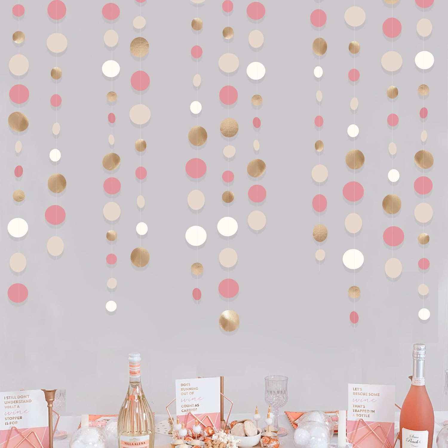 Champagne Gold Dusty Pink Circle Dot Garland