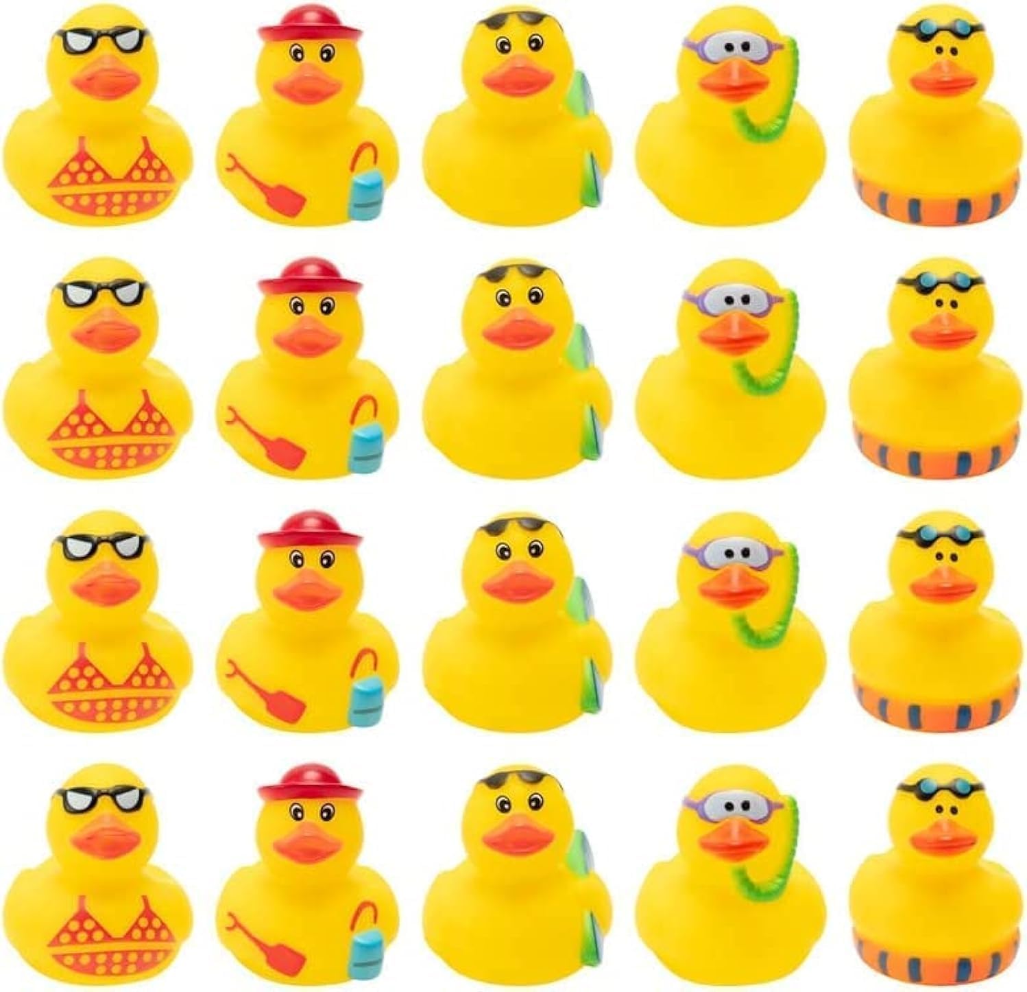 Haooryx Summer Beach Rubber Ducks 20Pcs Bath Pool Toys