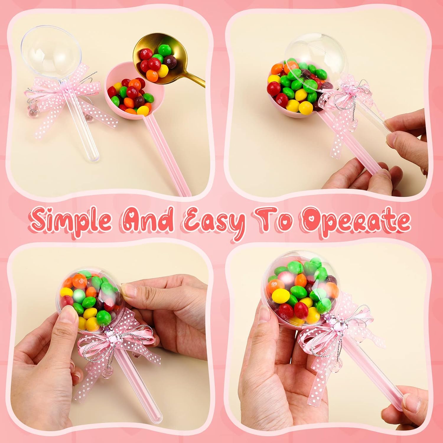 30 Pcs Baby Rattle Party Favors with Bow and Stickers