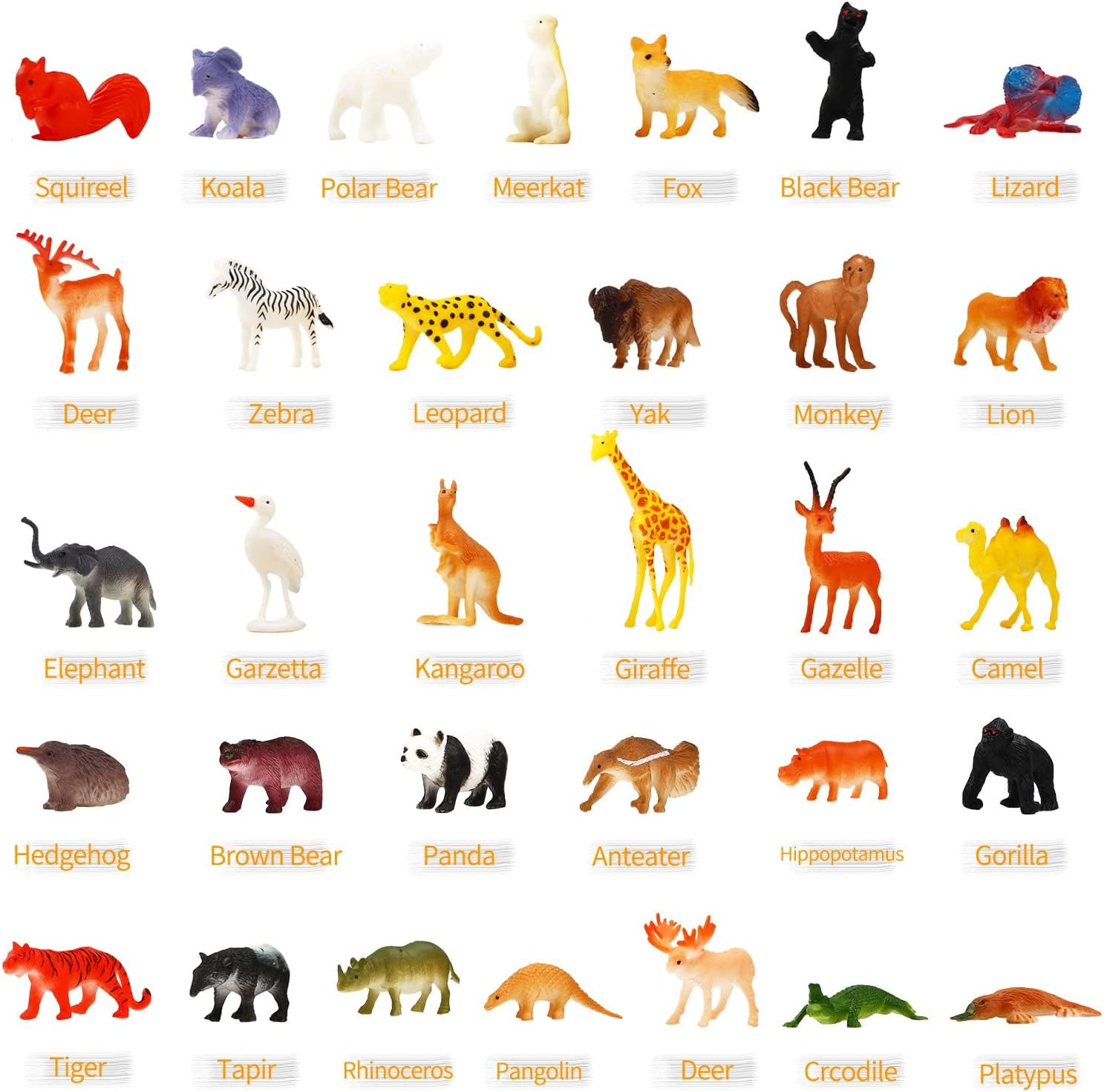 64 Pack Mini Wild Jungle Animal Figures Set for Kids