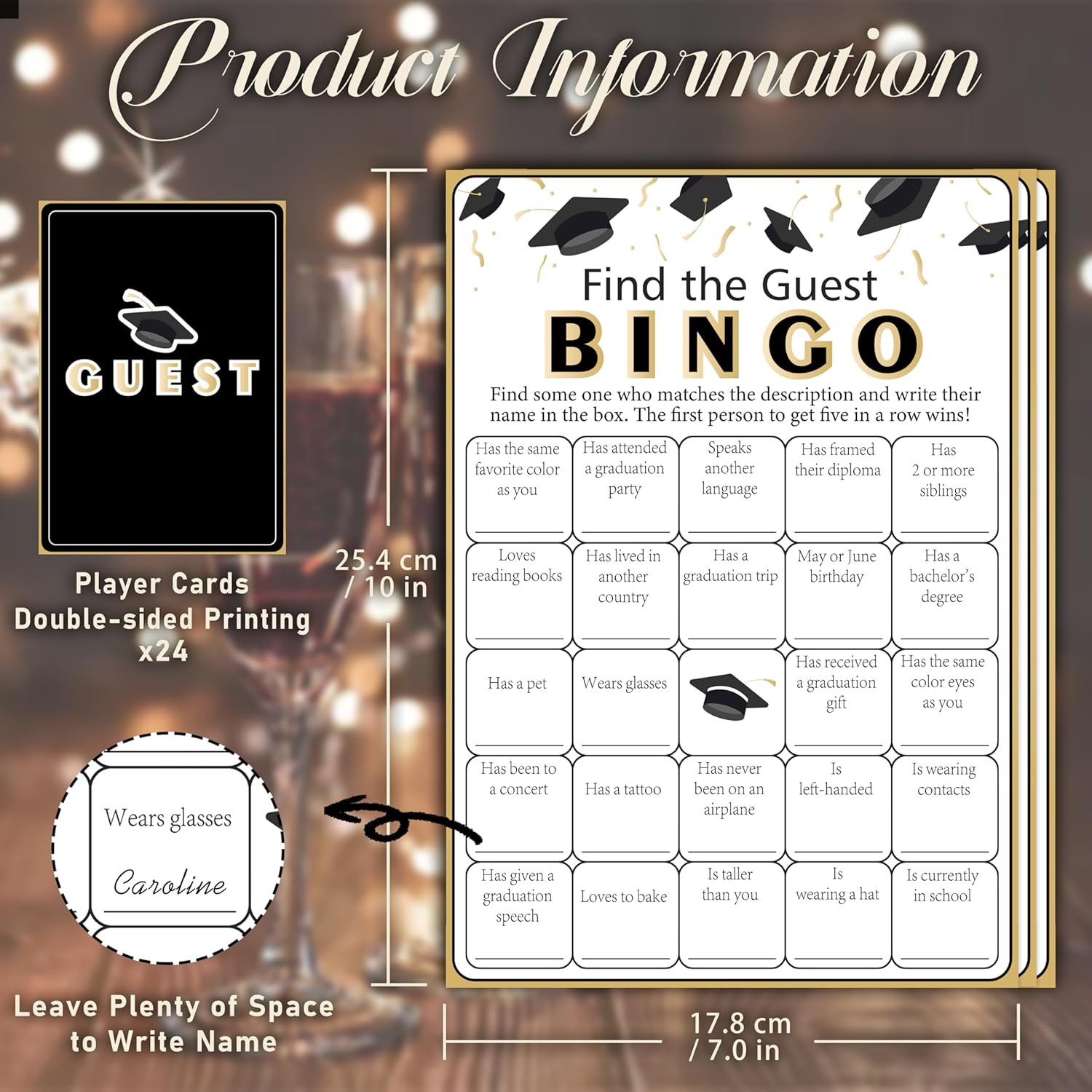 Partico Graduation Bingo Cards for 24 Players