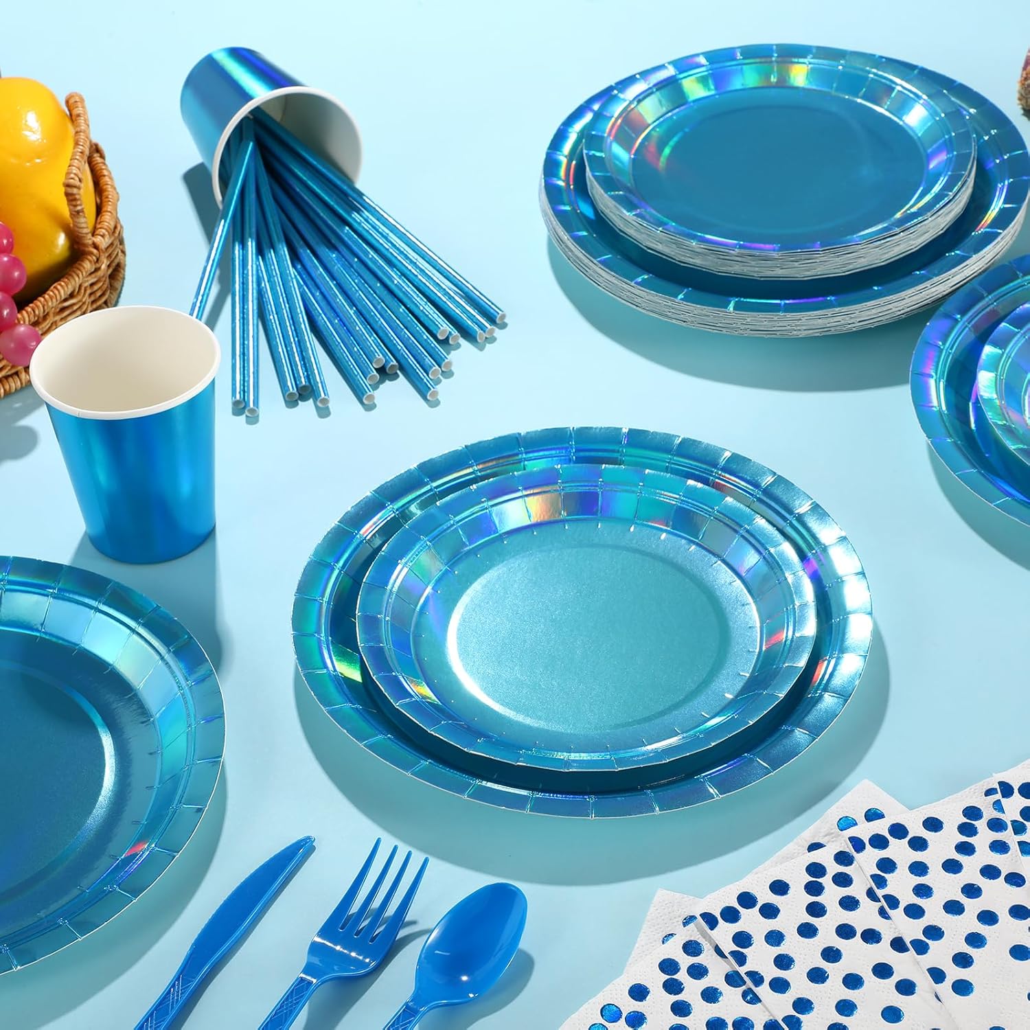 Iridescent Blue Party Pack for 25 Guests