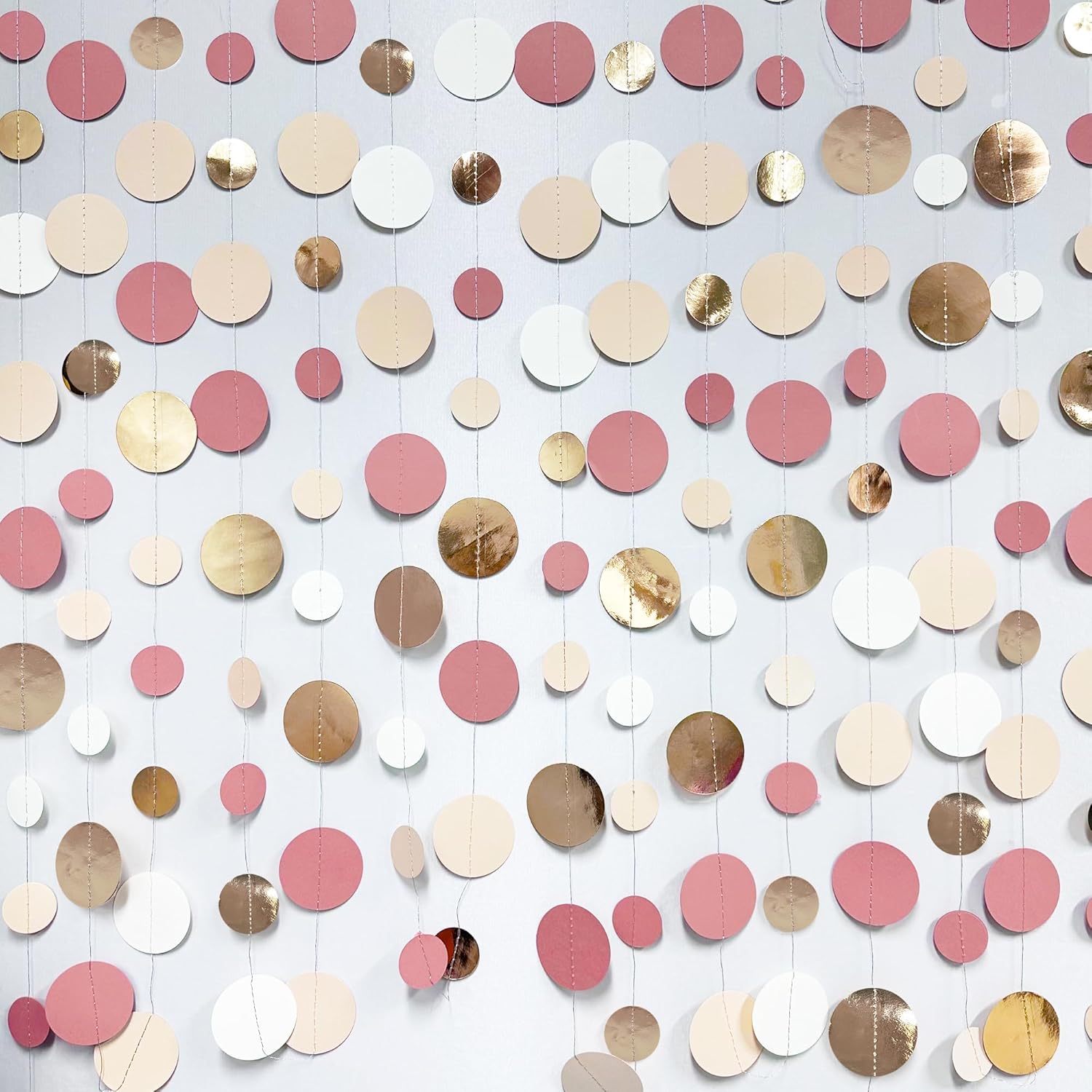 Champagne Gold Dusty Pink Circle Dot Garland