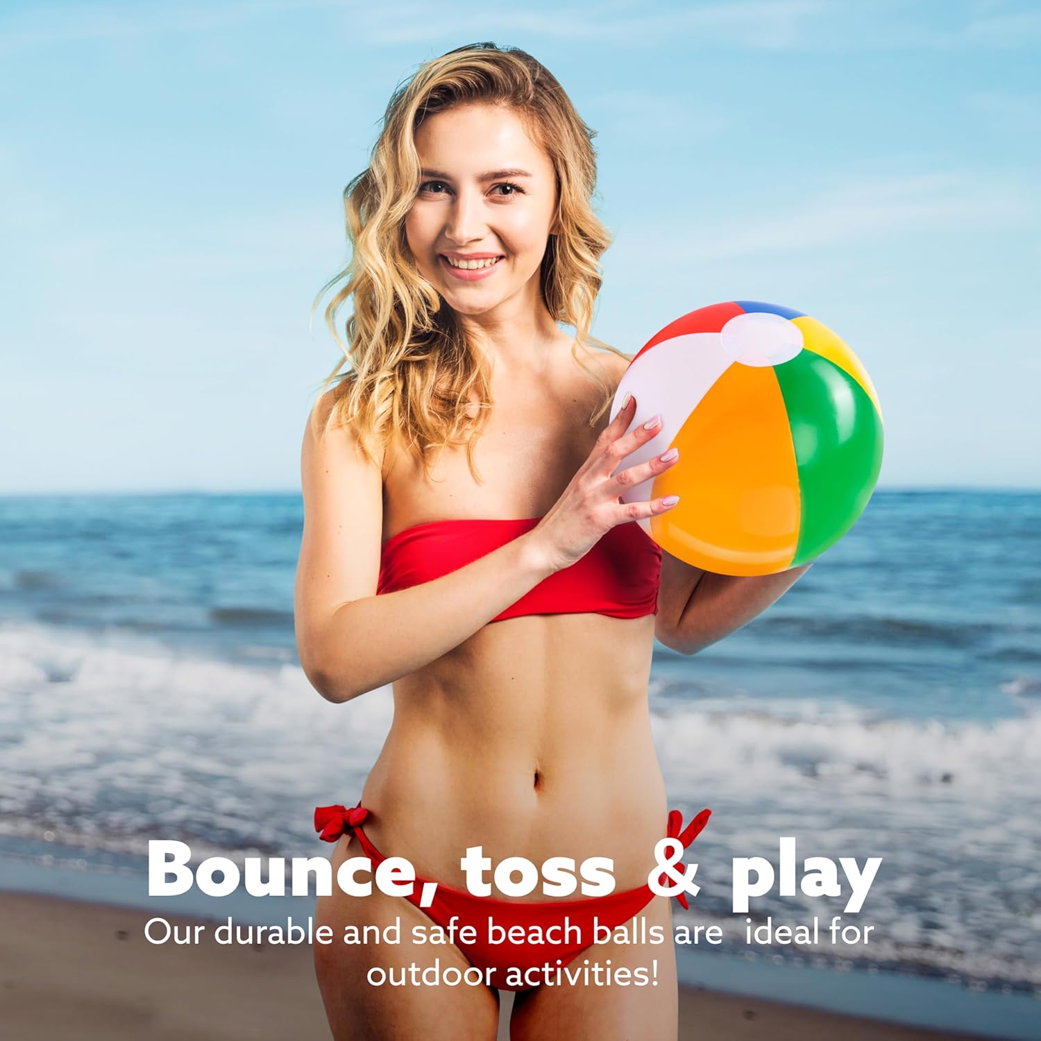 JOYIN Rainbow Beach Balls 12 Pack 12 Inch
