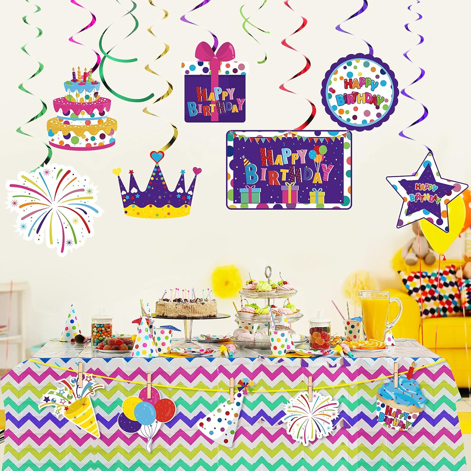 Outus 30 Pcs Birthday Foil Streamer Decorations