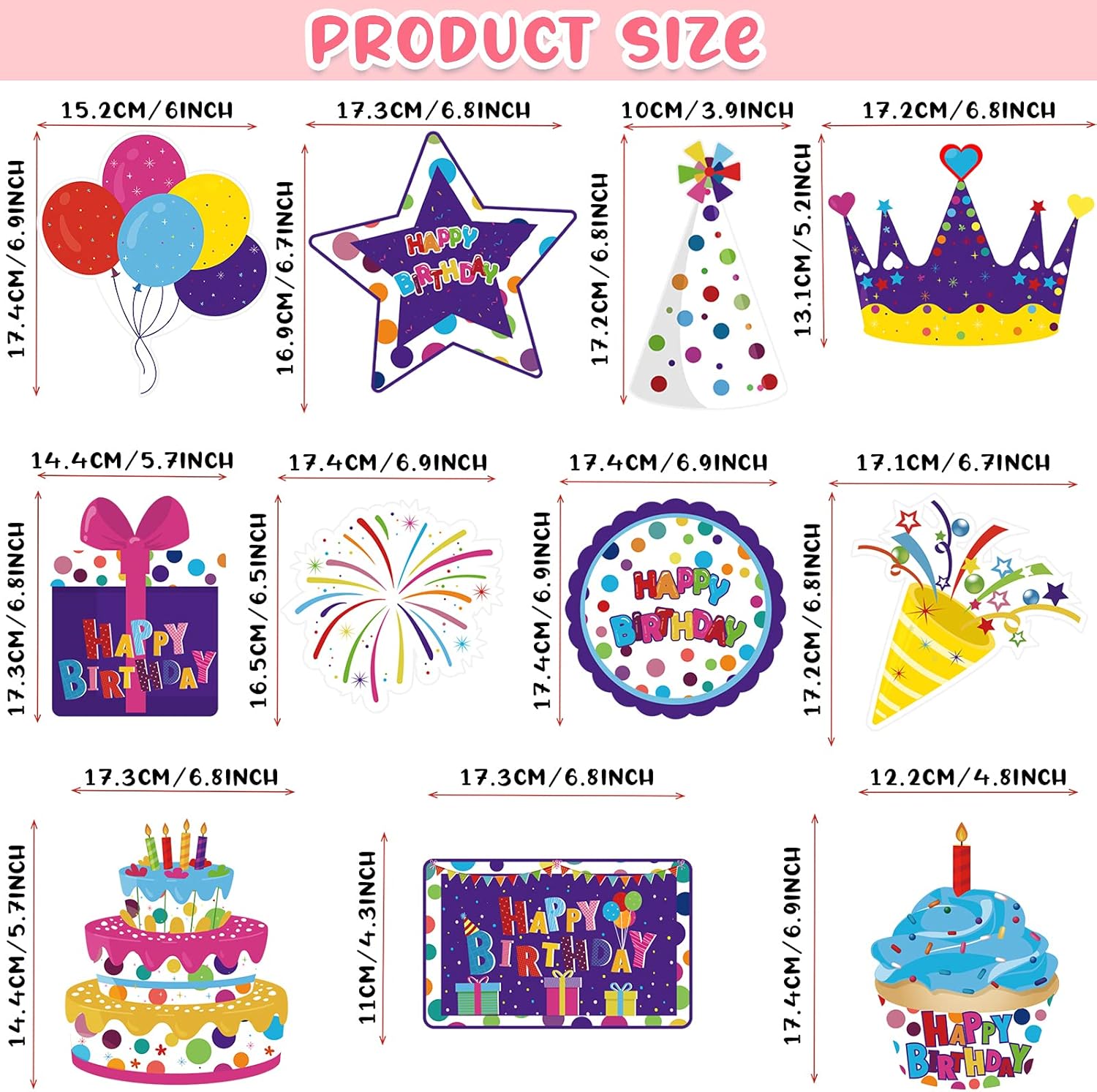 Outus 30 Pcs Birthday Foil Streamer Decorations