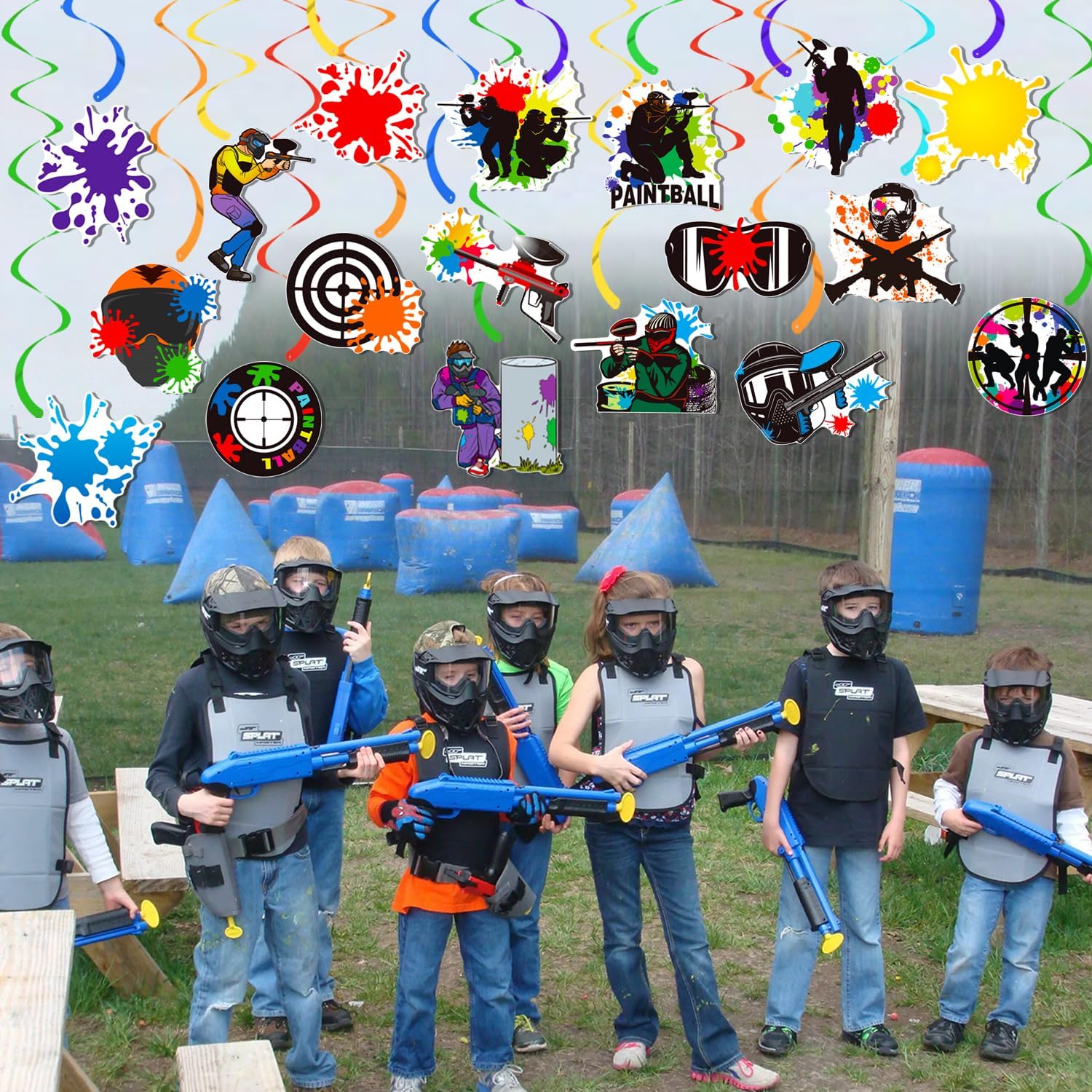 Paintball Party Hanging Swirls 24PCS Decorations