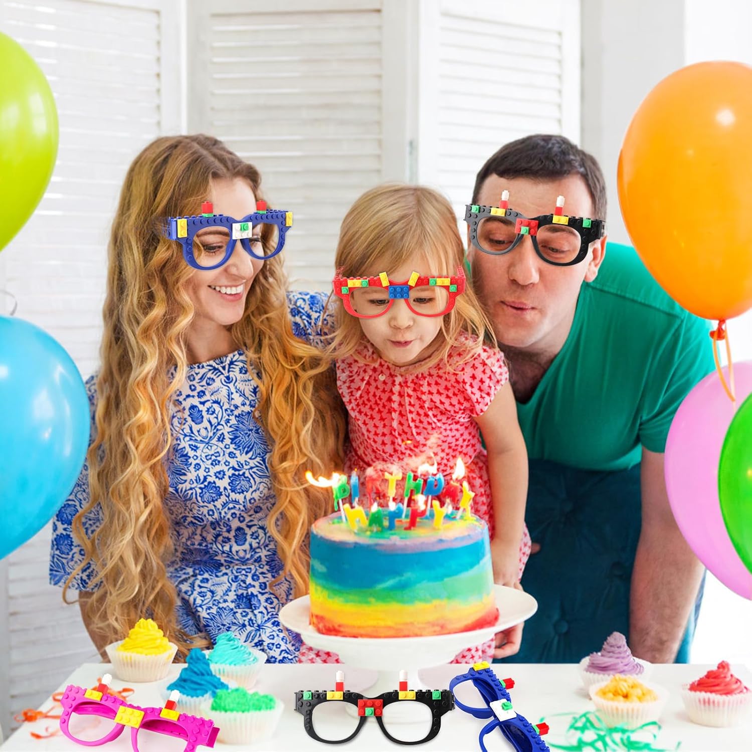 12 Pcs Building Bricks Glasses for Kids Birthday Party Favors
