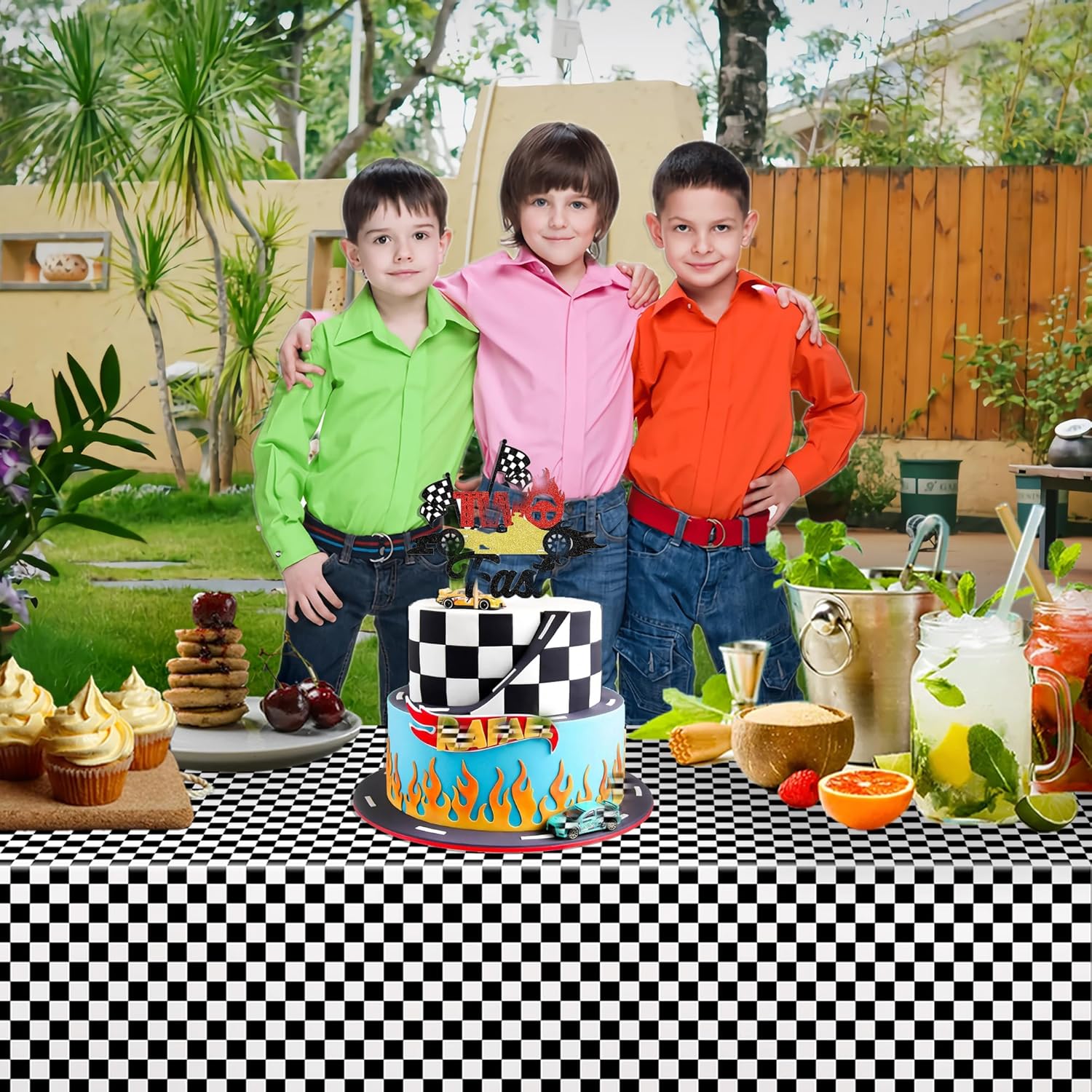 GREATERIL Checkered Party Table Covers 54x108 - 2 Packs