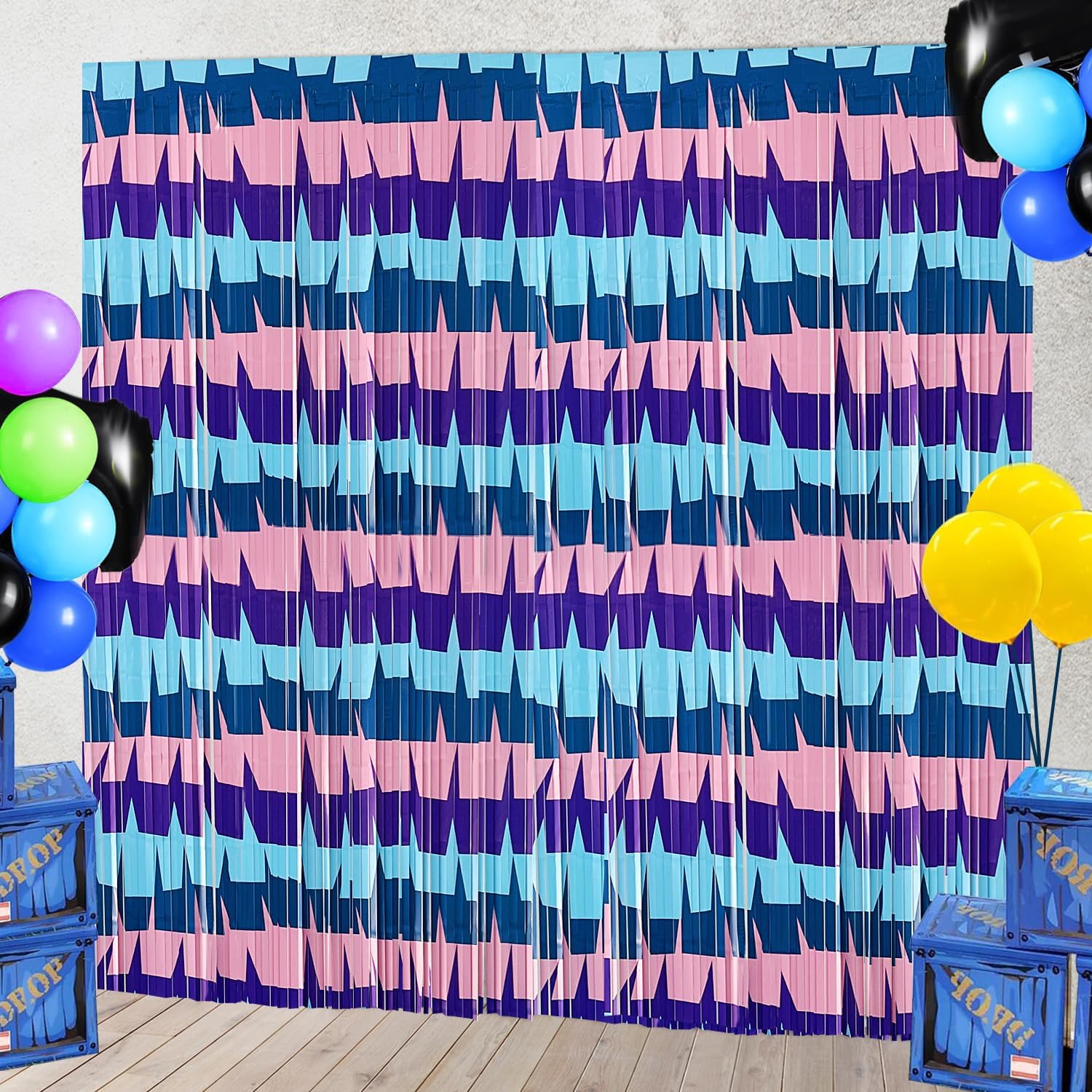 Gaming Party Backdrops 2 Pack Llama Tinsel Foil Curtains