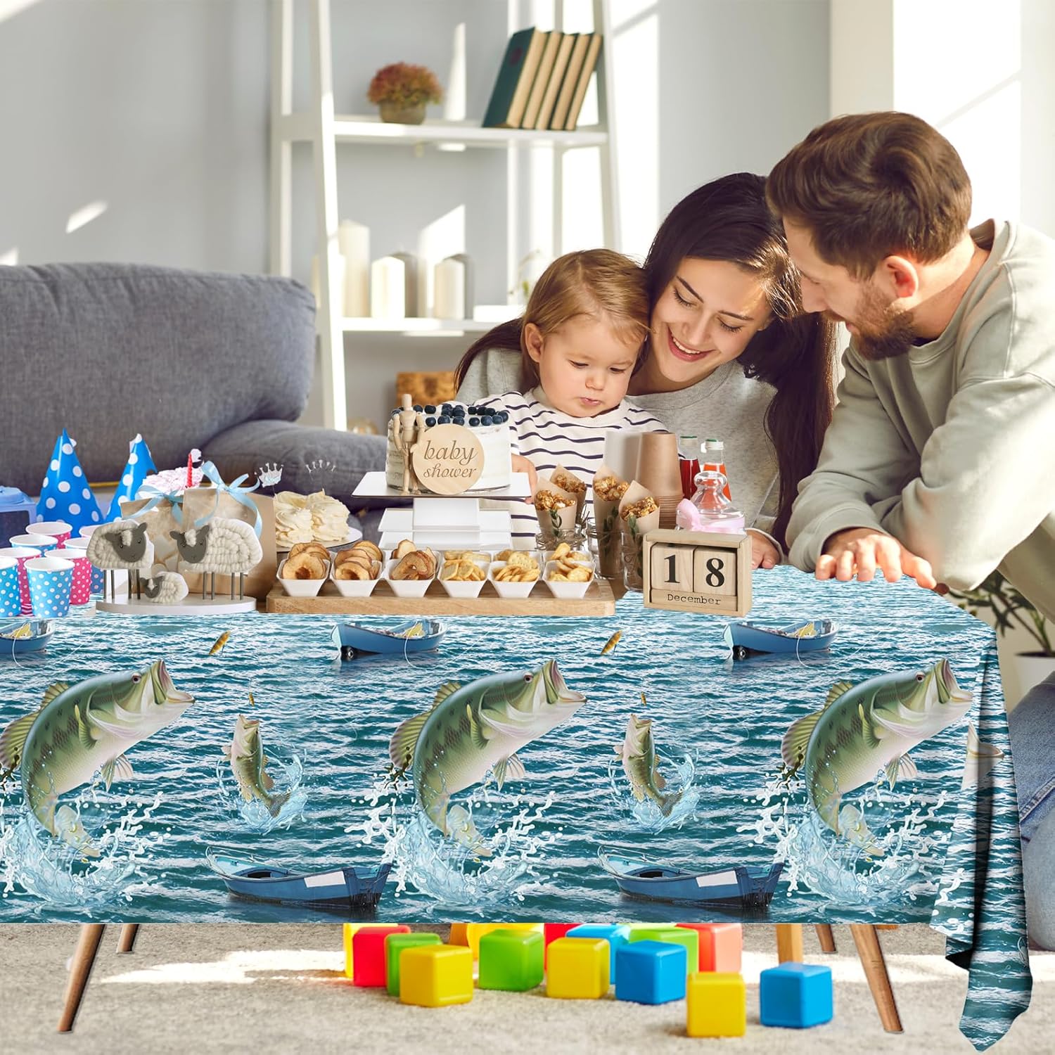 Juweked 2Pcs Fishing Table Cloth for Party Decorations