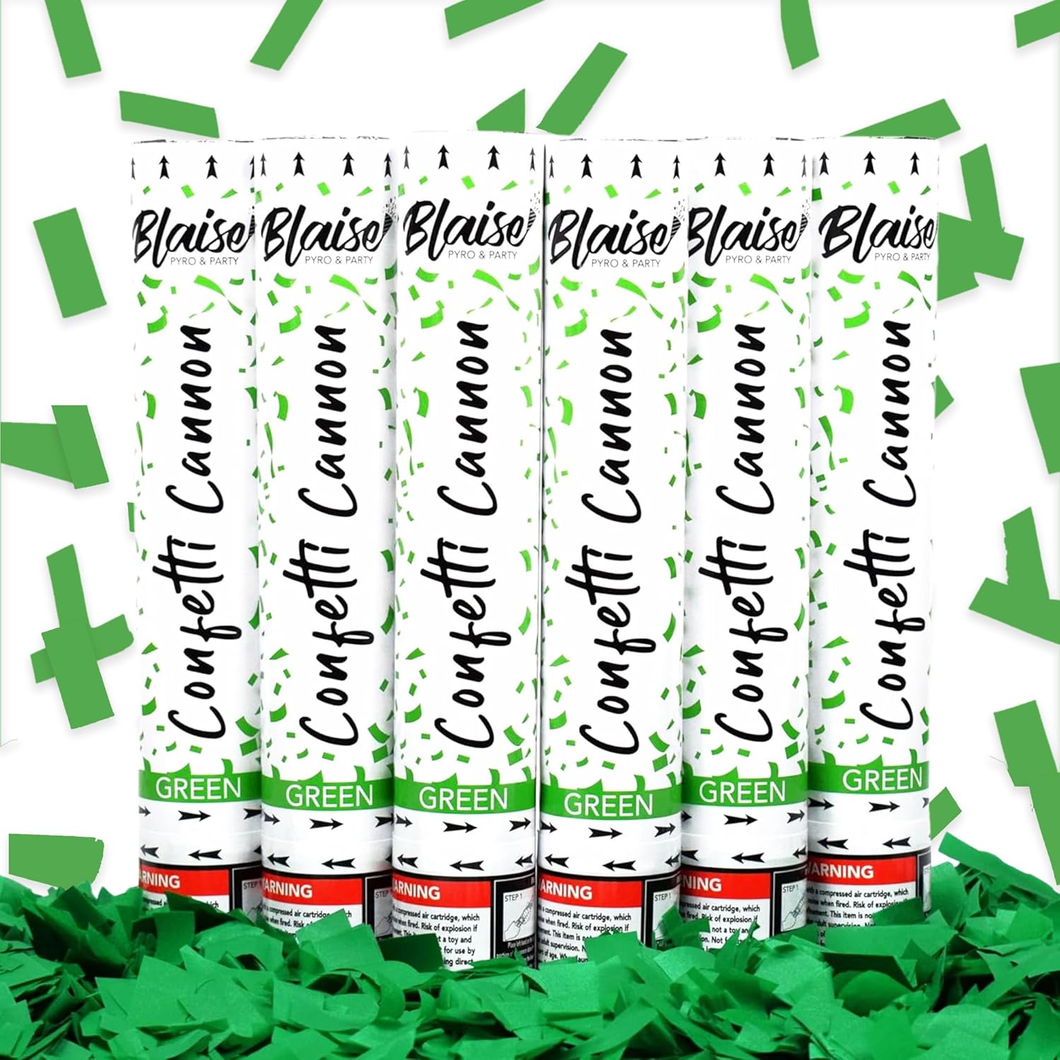 Blaise Pyro Party Green Confetti Poppers - 6 Pack 12 Inch