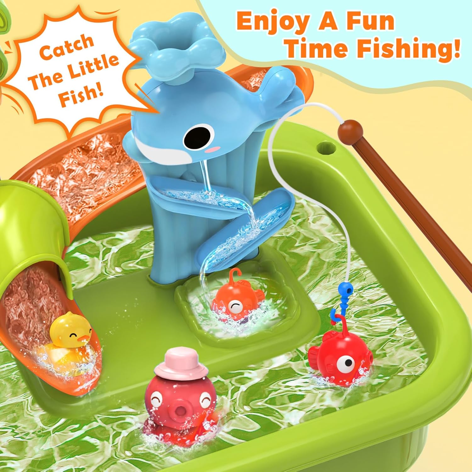 Water Table for Toddlers 1-3 with Pump and Fishing Game