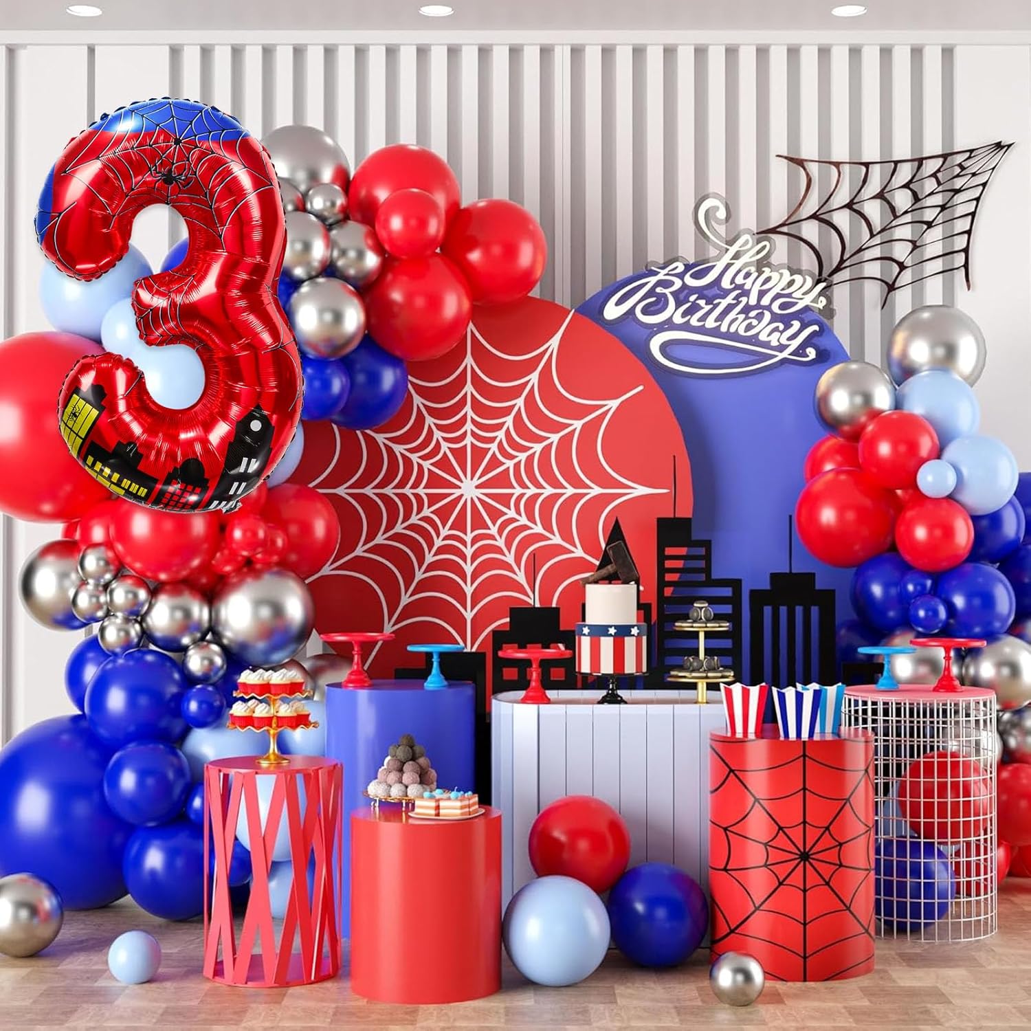 40 Inch Spider Theme Number Foil Balloons