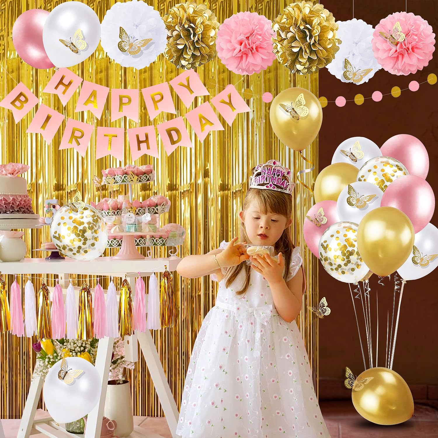 Pink and Gold Birthday Decorations for Women