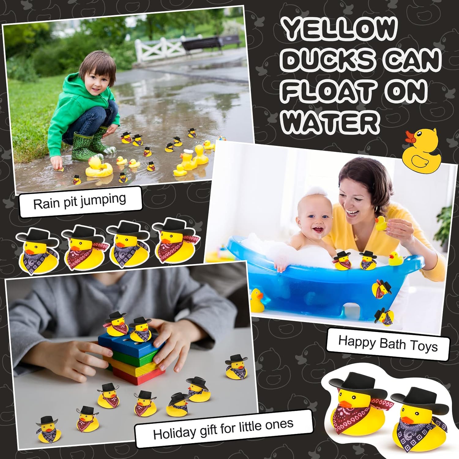 24 Piece Cowboy Rubber Duck Set with Hat and Scarf