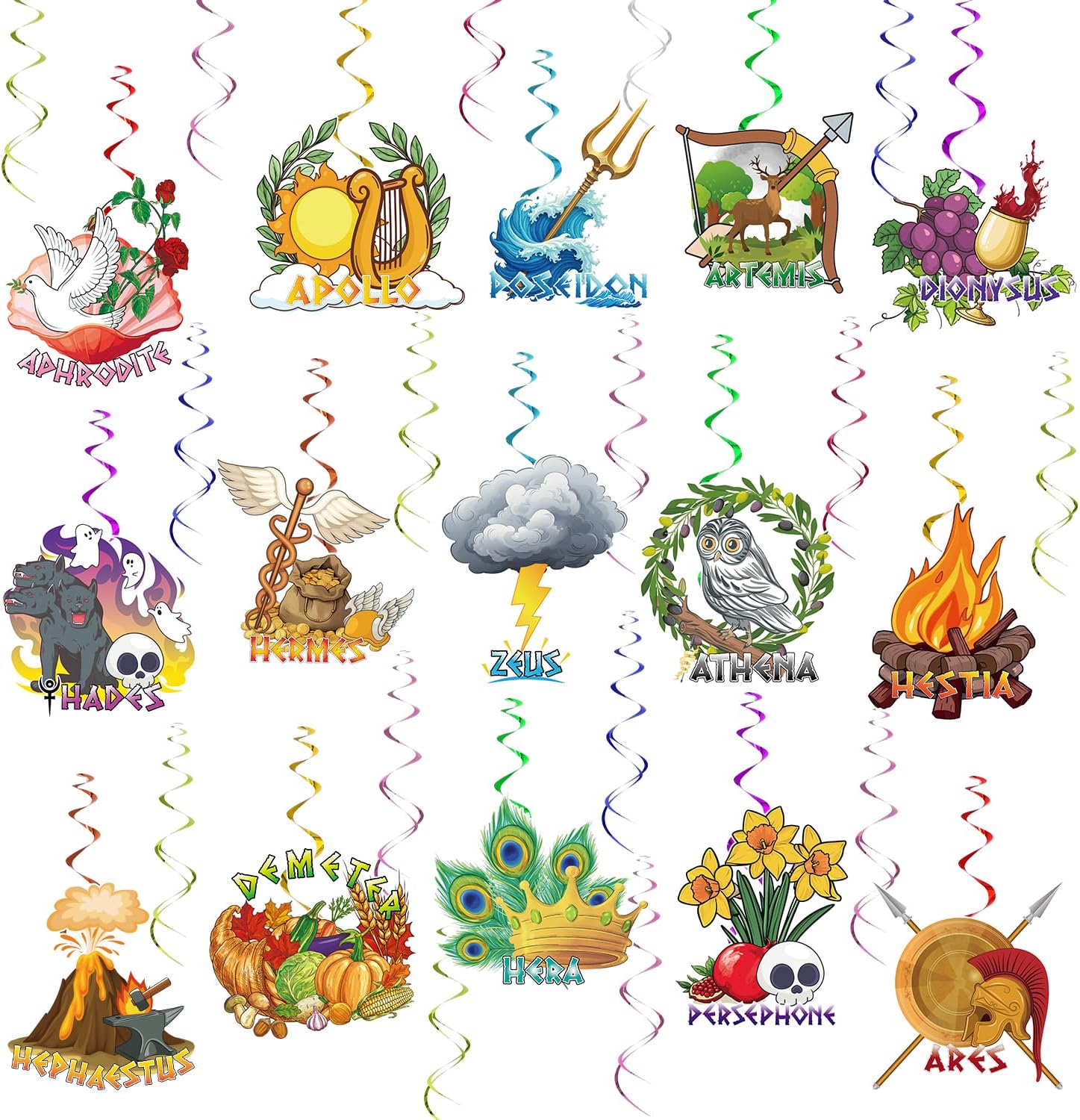 Greek Mythology Hanging Swirls Decor 30pcs Pre-Assembled