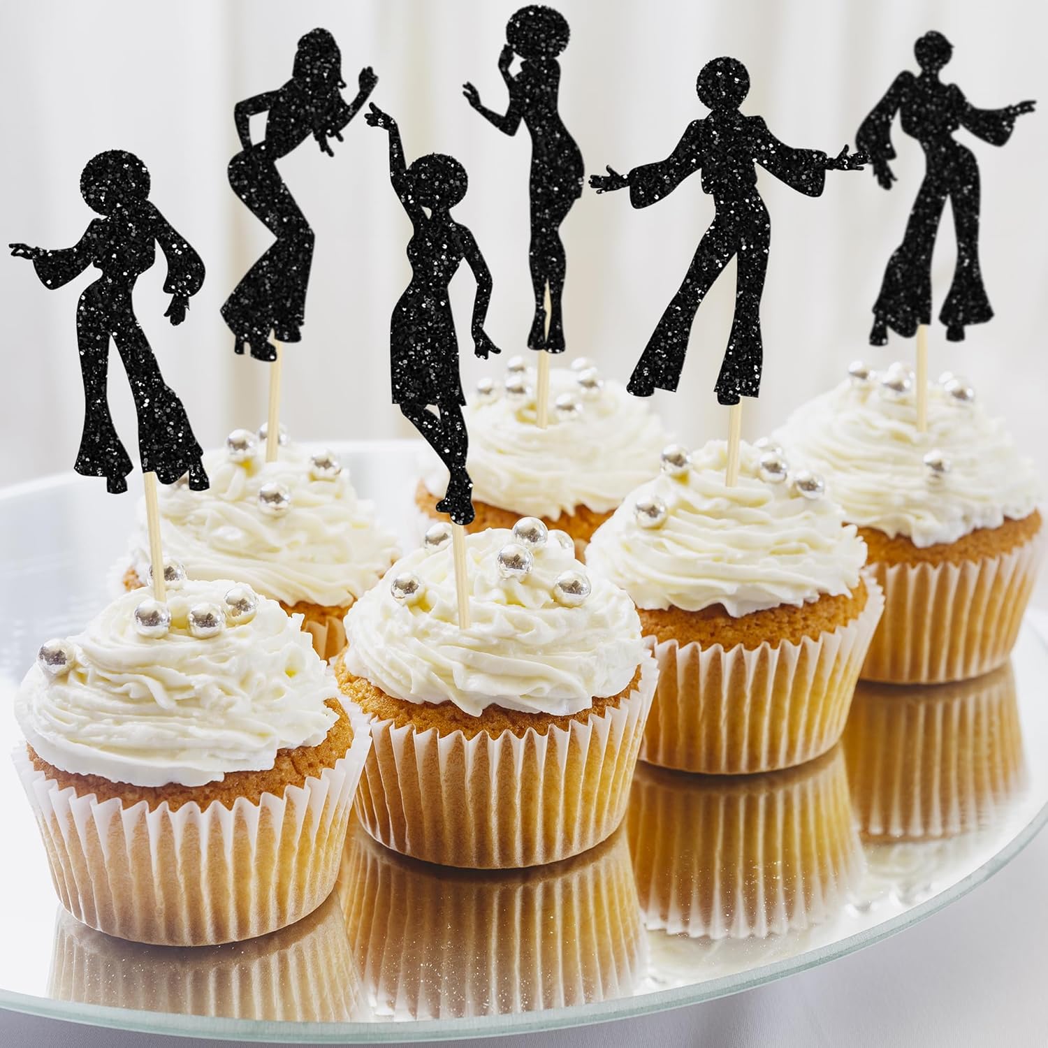 Gyufise 24Pcs 70s Disco Dancing Cupcake Toppers