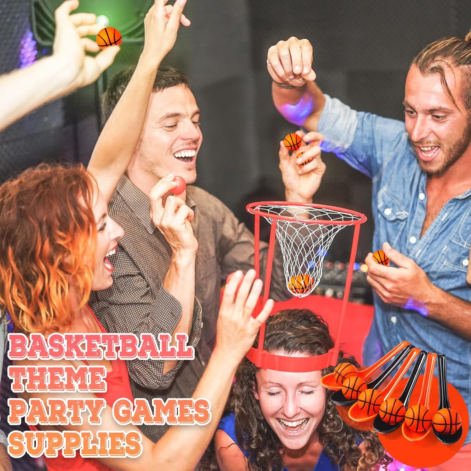 12 Pack Basketball Spoon Relay Race Game Set for Kids Adults