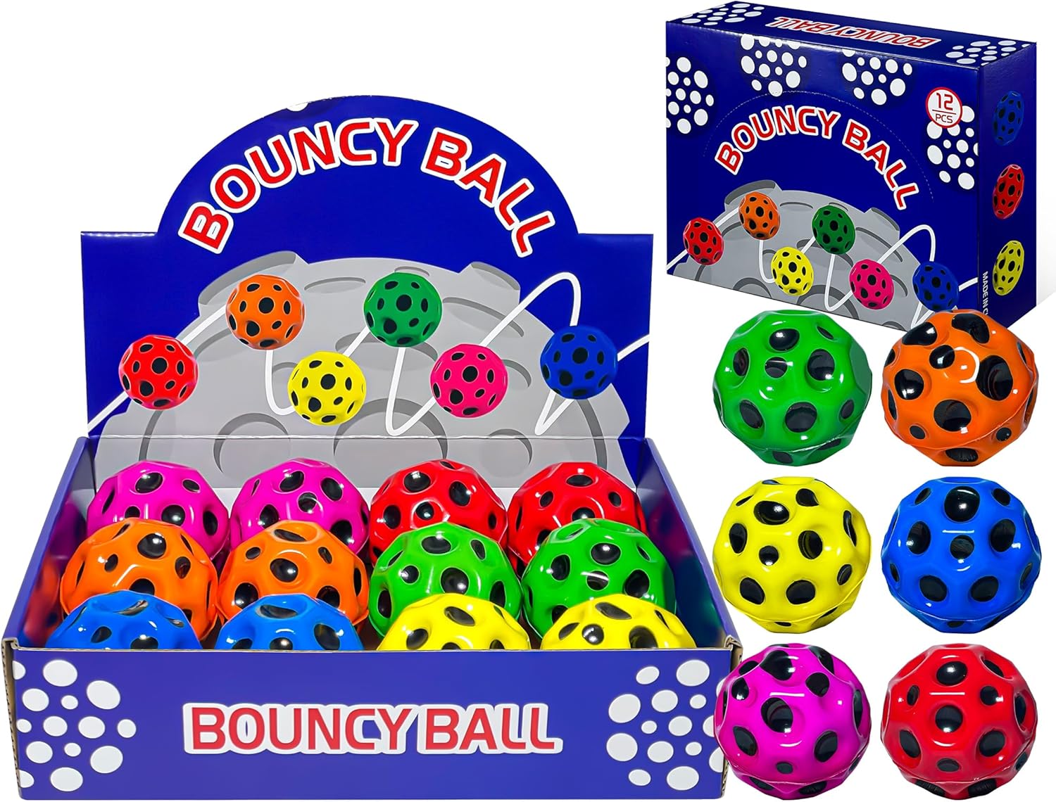 Poosue Bouncy Space Moon Balls - 12PCS Super Bouncy Kids Ball