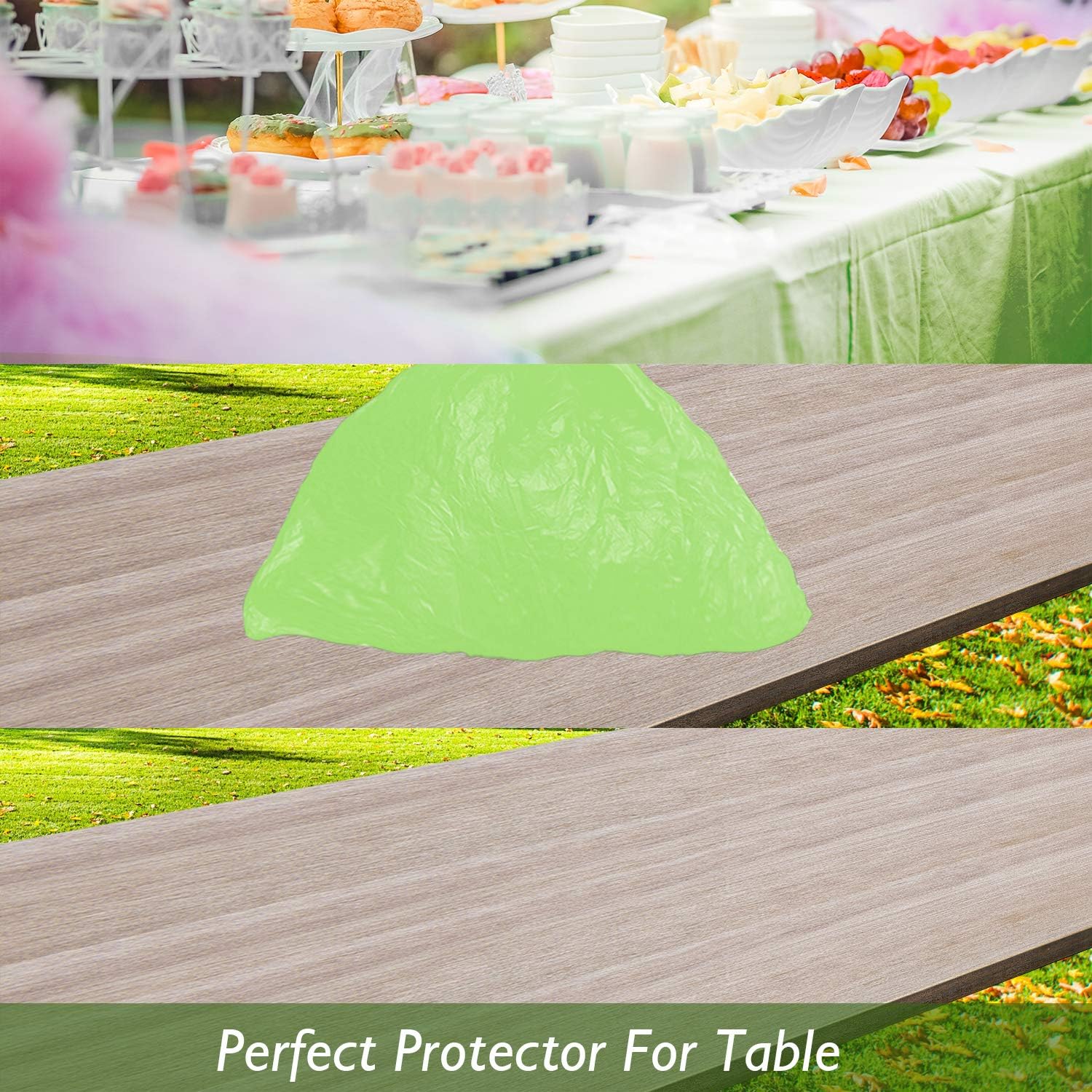 Childom 3 Pack Plastic Tablecloths for 8 Foot Tables