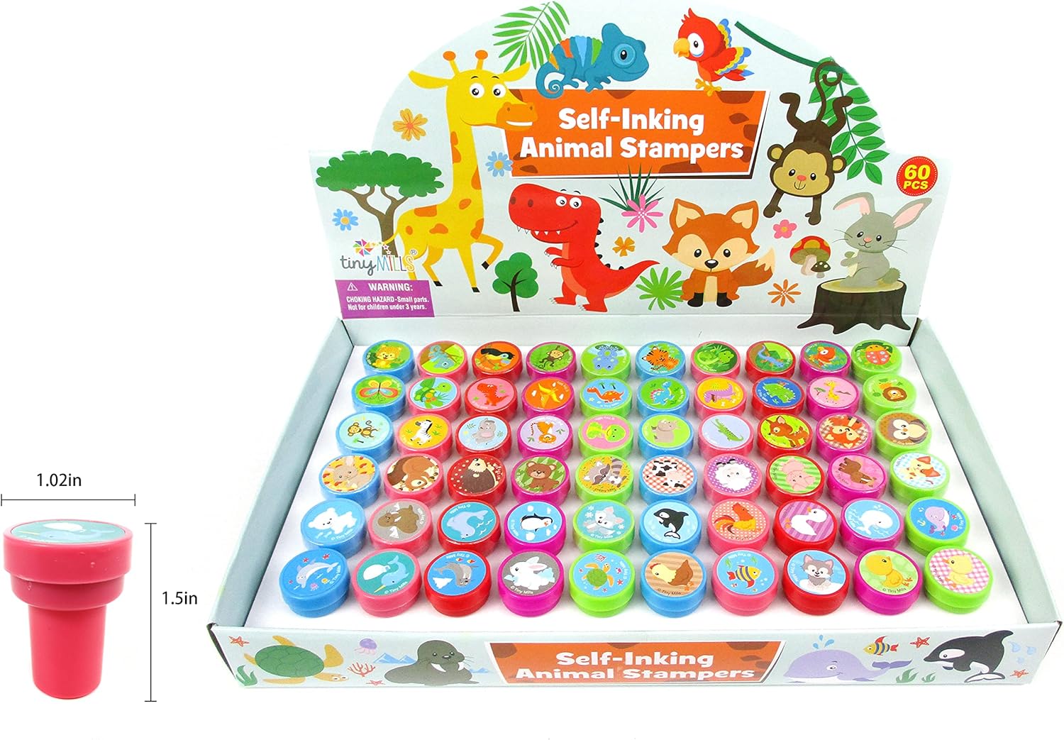 TINYMILLS 60 Pcs Animals Stampers for Kids